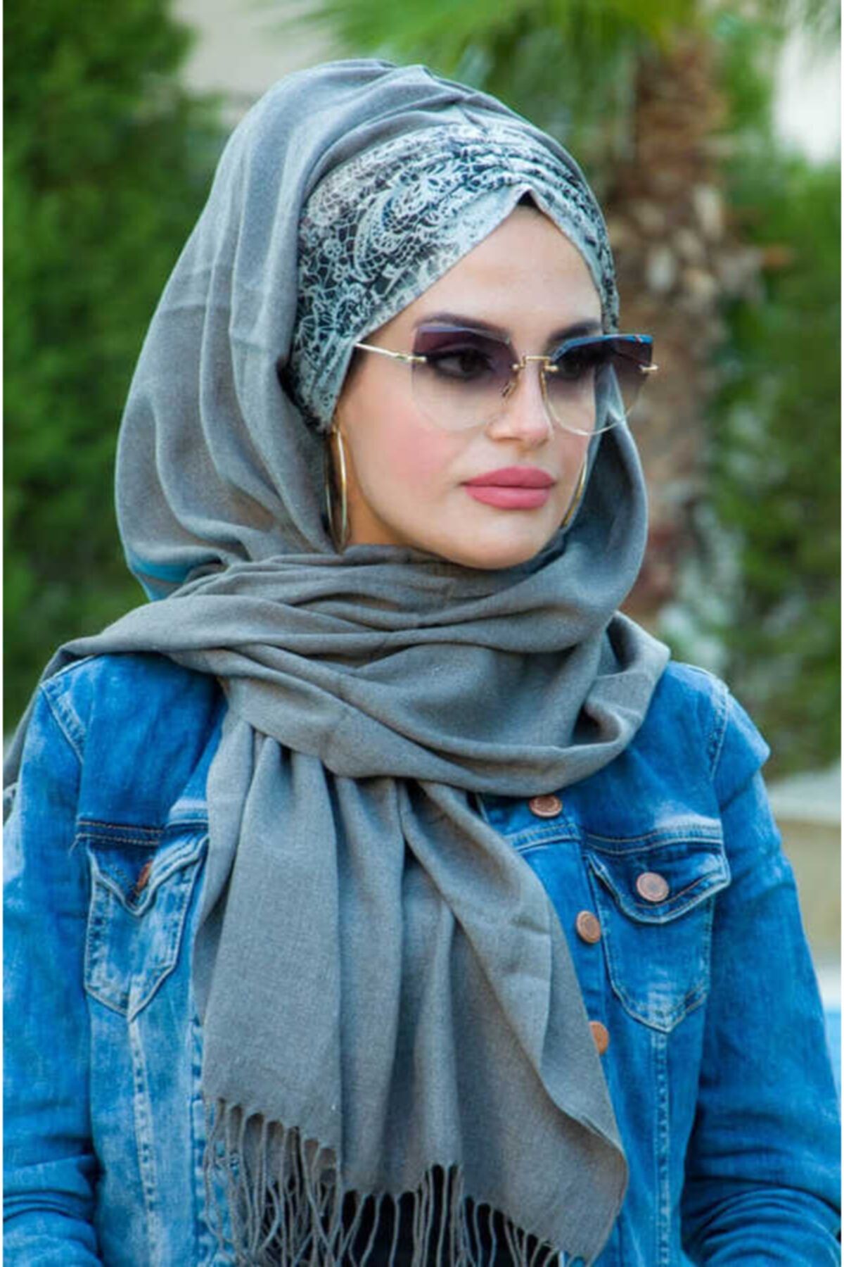 Aişe tesettür Füme Tonlamalı Hazır Şal