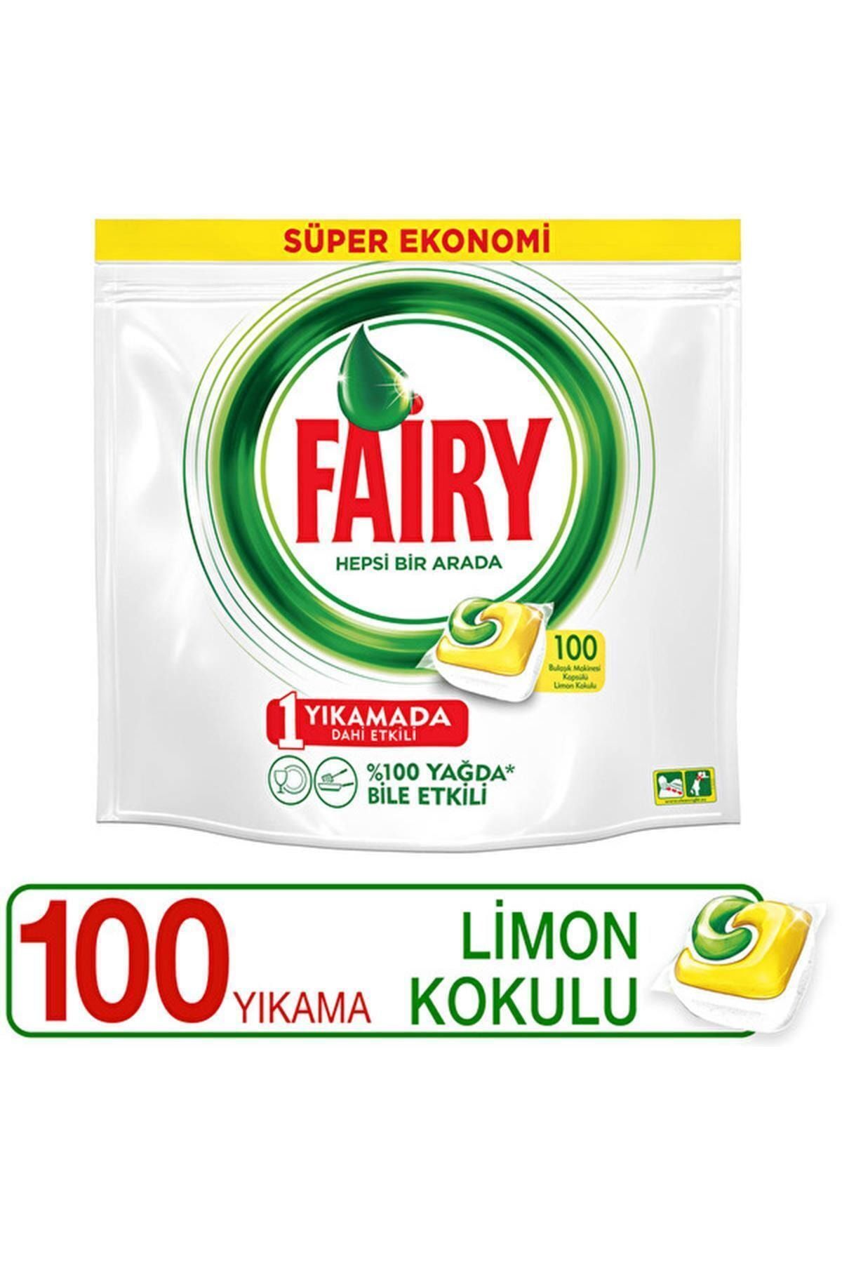 Fairy Marka: Hepsi Bir Arada 100 Yıkama Bulaşık Makinesi Deterjanı Kapsülü Limon Kokulu Kategori: Bu