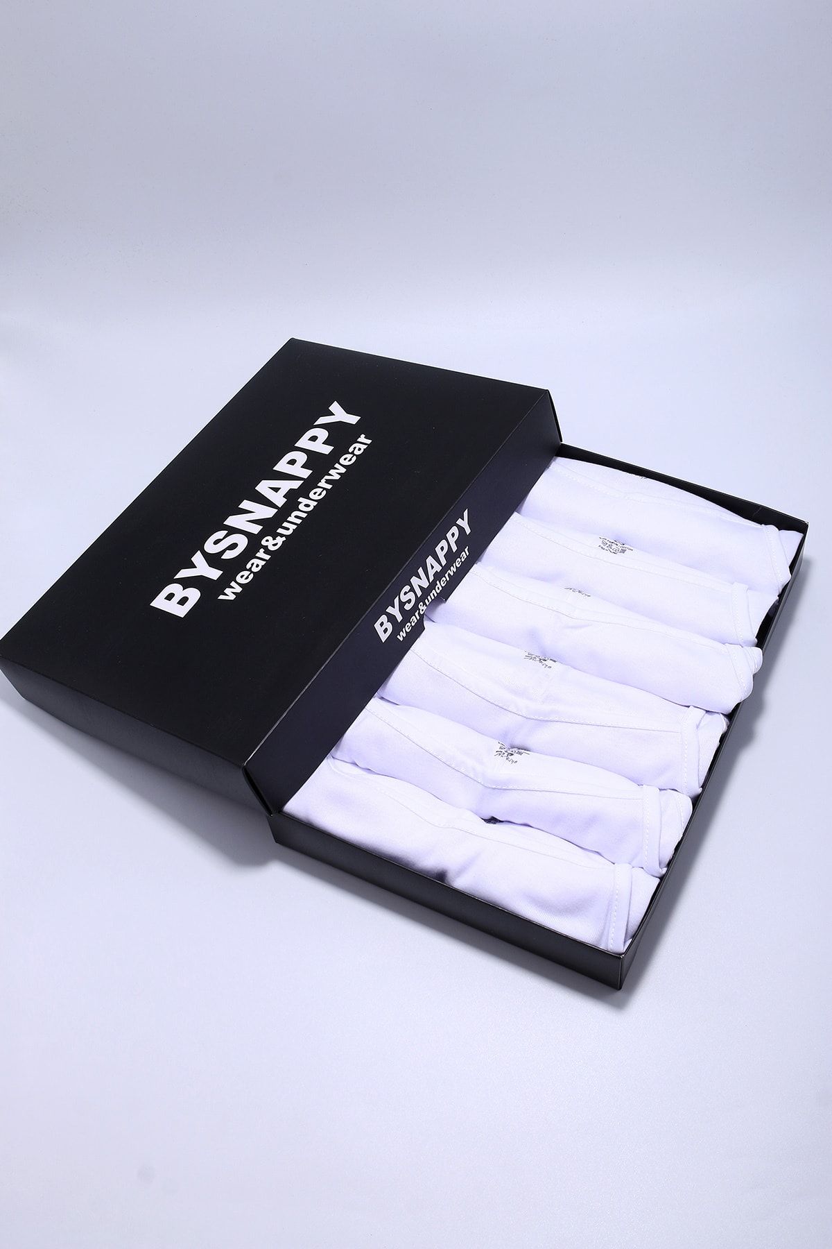 BYSNAPPY Kadın Ip Askılı 6'lı Paket Beyaz Renk Kutulu Ribana Atlet (100% Pamuk)