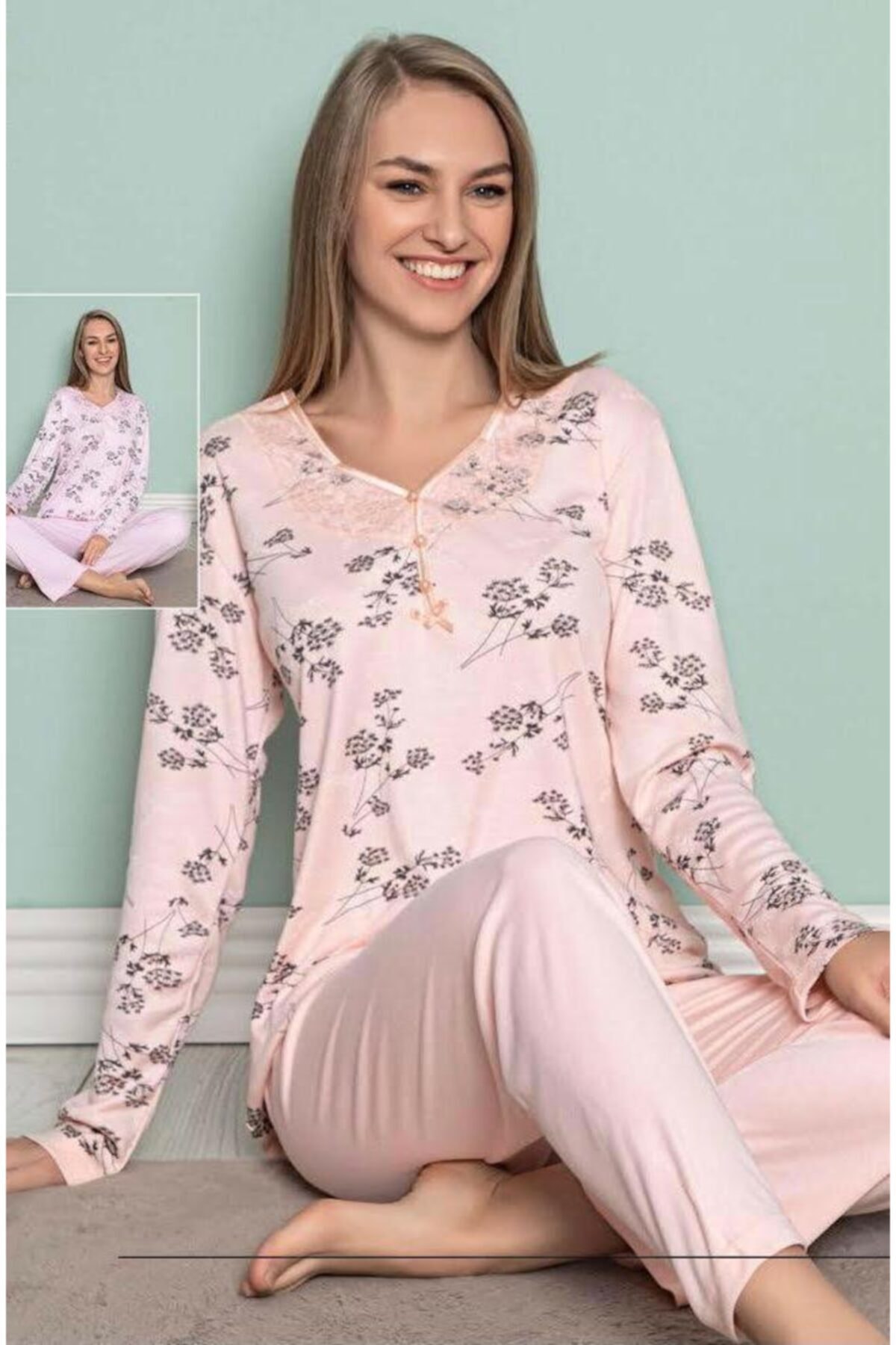 Manolya Pamuklu Bayan Pijama Takımı 741
