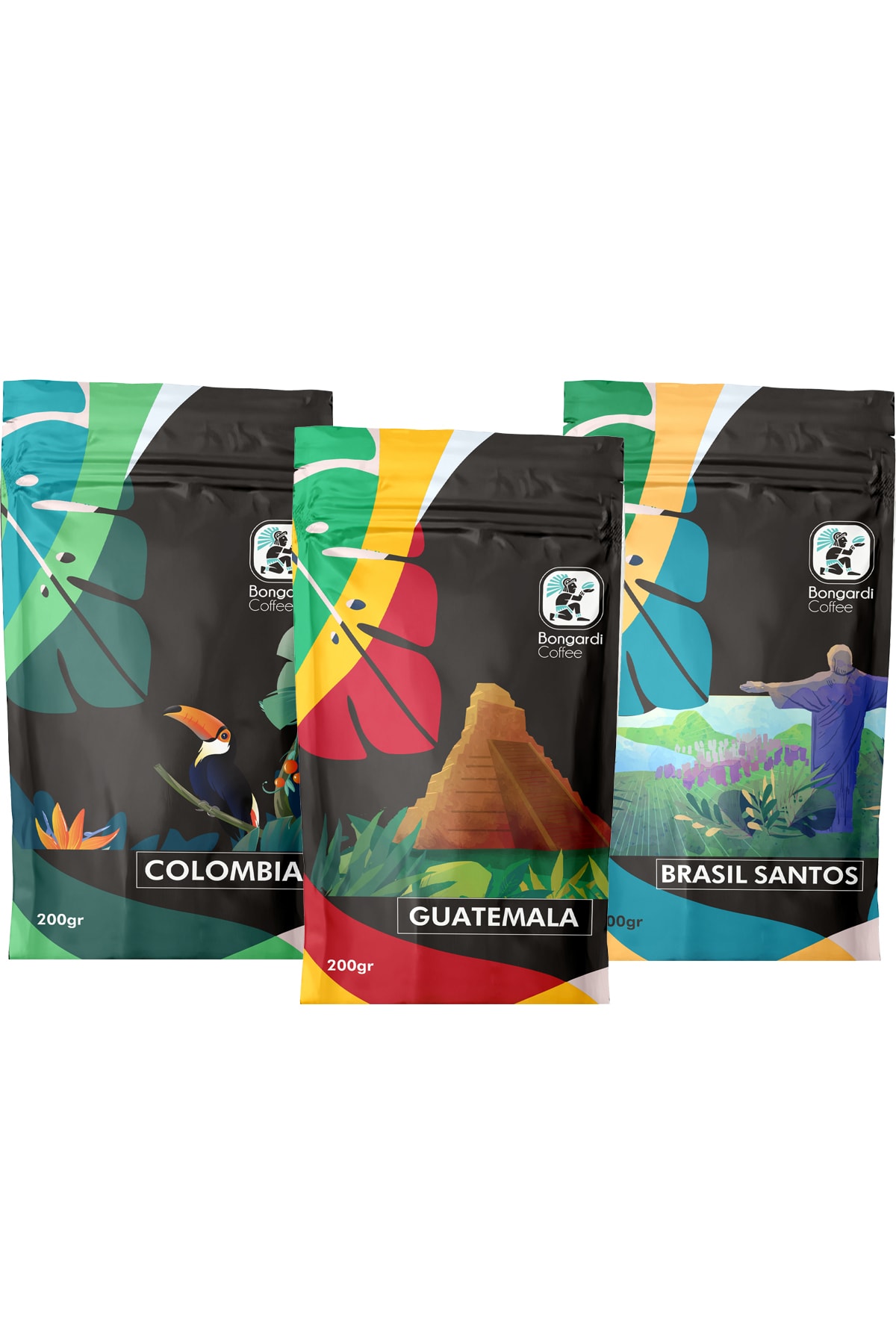 Bongardi Coffee 3 X 200 Gr Colombia Guatemala Santos Filtre Kahve Seti