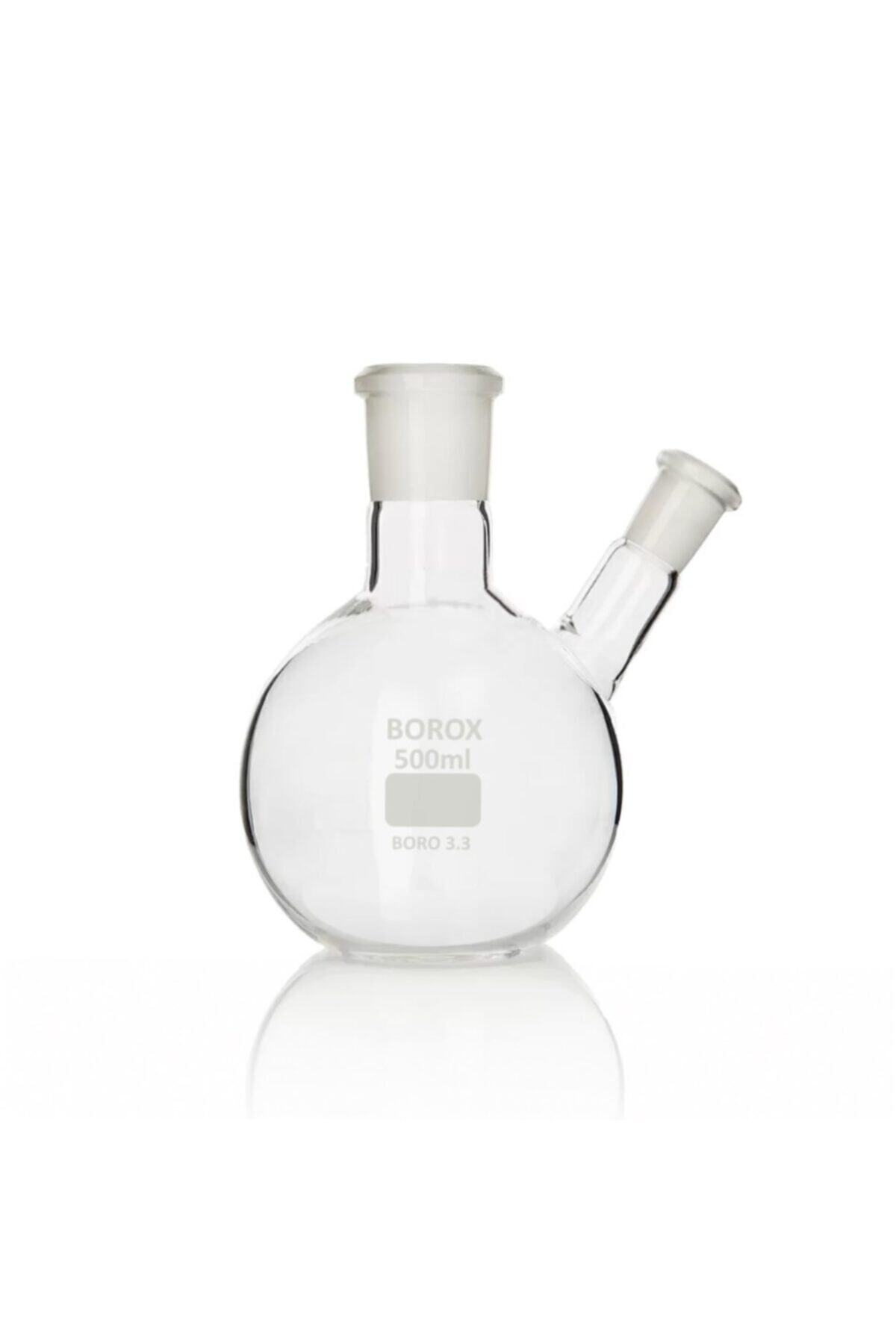 Borox Iki Boyunlu Cam Balon -1000 Ml - Dibi Yuvarlak - Şilifli - Çift Boyunlu Balon 29/32-19/26