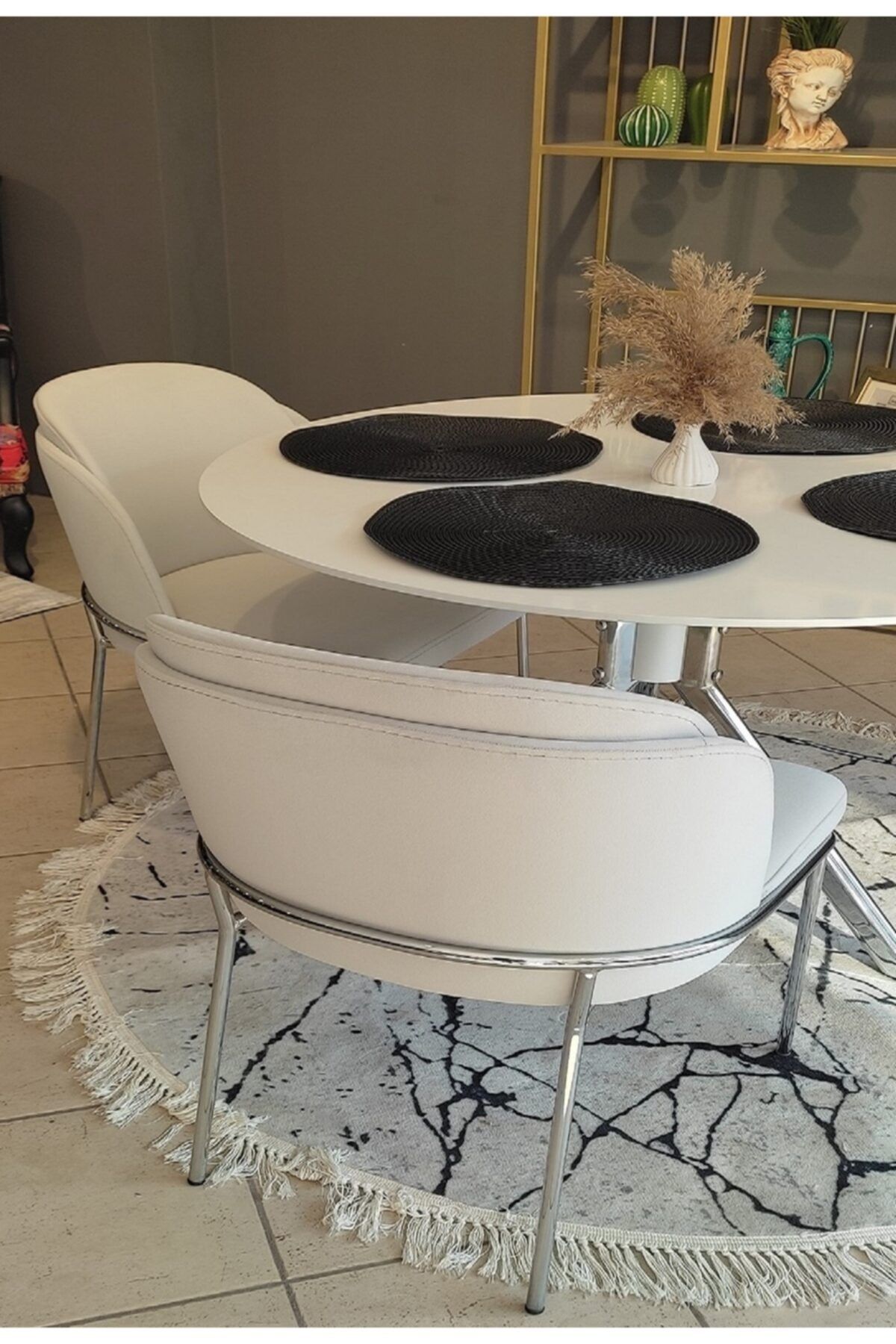 Alperarda Design Morena Sandalye 6 Lı Krem Yönsüz Kadife
