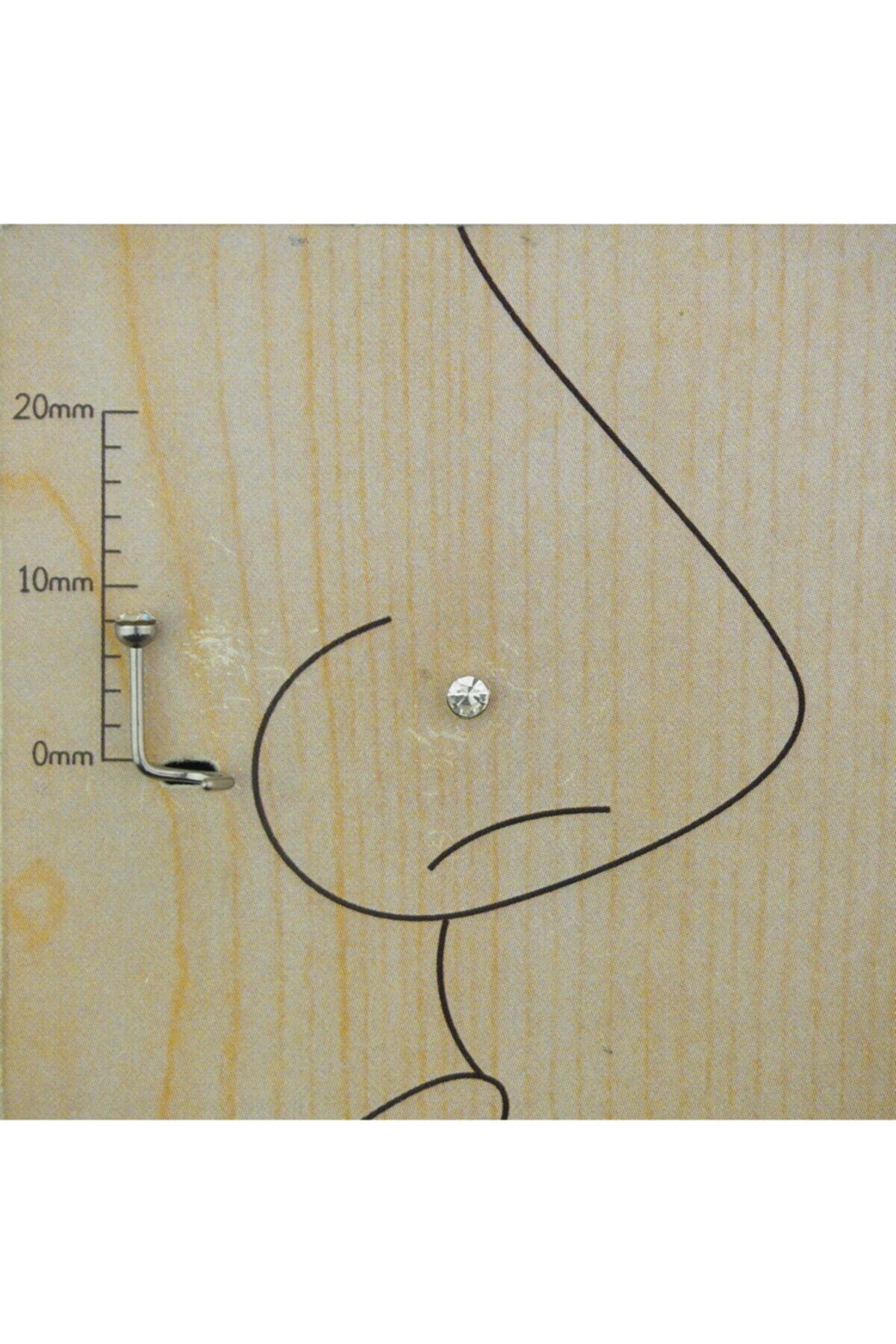 TAKIDAN Tek Taş Spiral Cerrahi Çelik Hızma&piercing 08.mm Taş 2mm