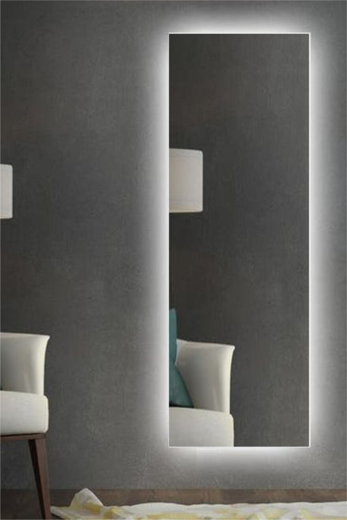 KaraçamDekor Beyaz Led Işıklı 123 X 43 Cm Boy Aynası