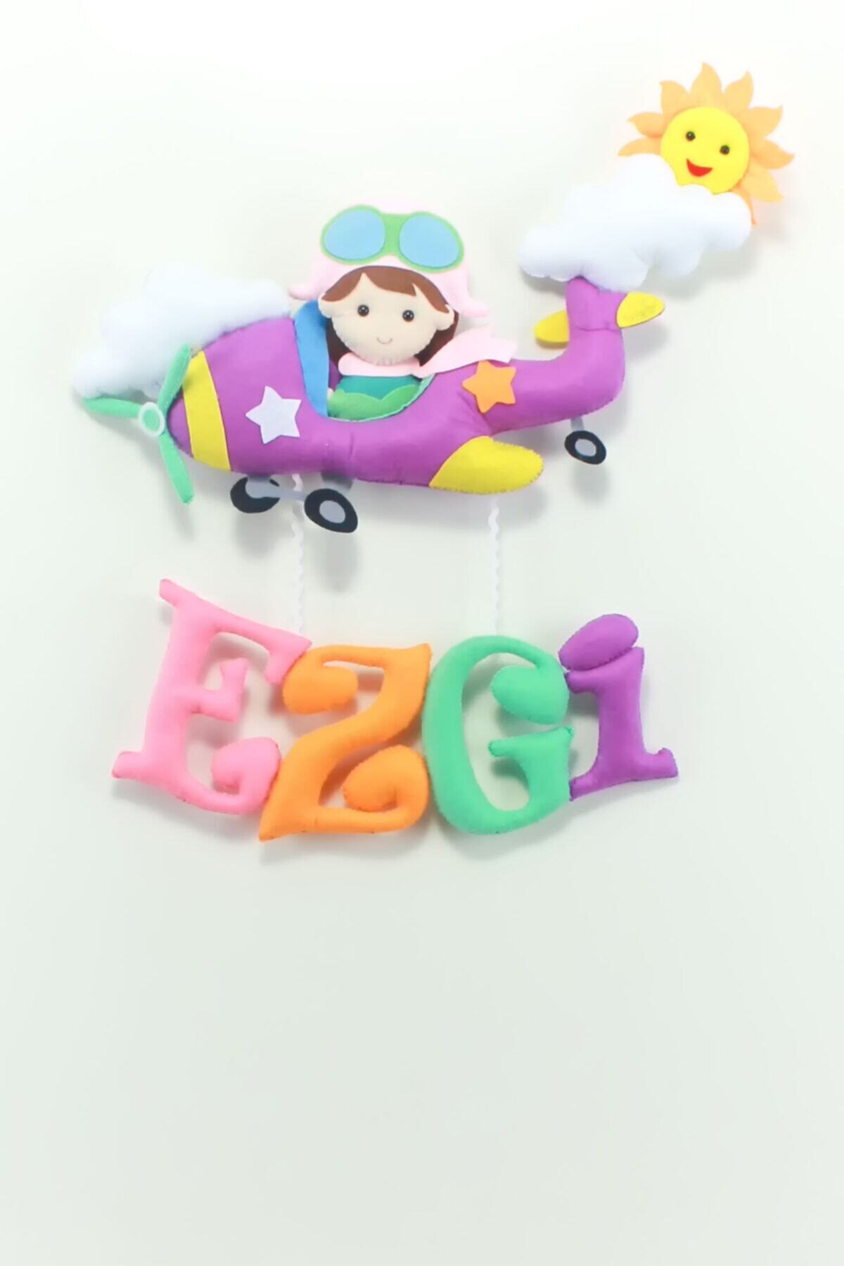 Renkli Hayallerim Ezgi Isimli Uçak Bedek Odası Kapı Süsü