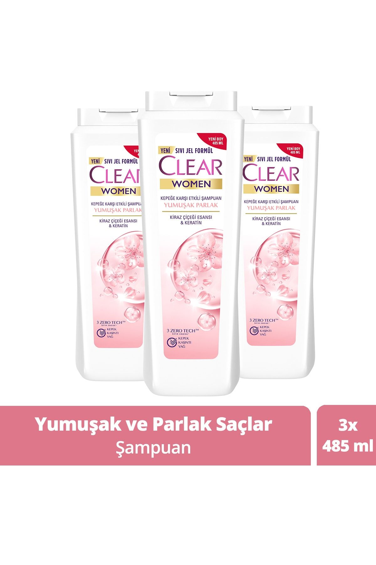 Clear Besleyici Şampuan Kepeğe Karşı Etkili Yumuşak Ve Parlak Saçlar 485 Ml X3 Adet