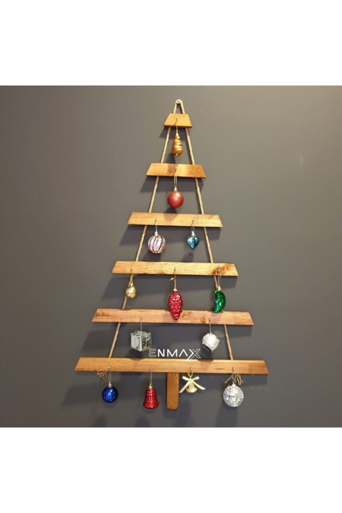 Enmax Yılbaşı Lüks Ahşap Çam Ağacı Halatlı Yeniyıl Ağacı