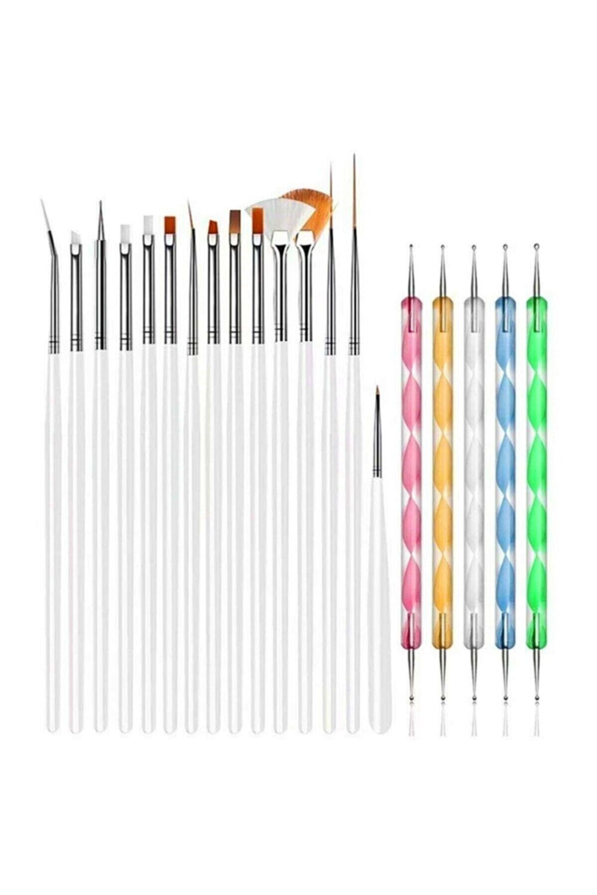 hdkozmetik 15'li Fırça Ve 5'li Dot Süsleme Kalemi Set Hd