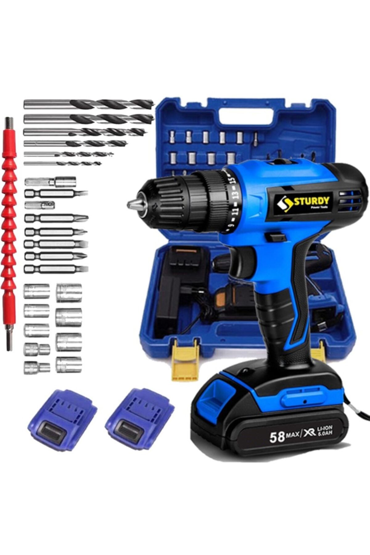Sturdy Japon Professıonel Tools 58v 8ah Mv-r Metal Şanzıman Şarjlı Çift Akülü Vidalama 27prç Uç Setli
