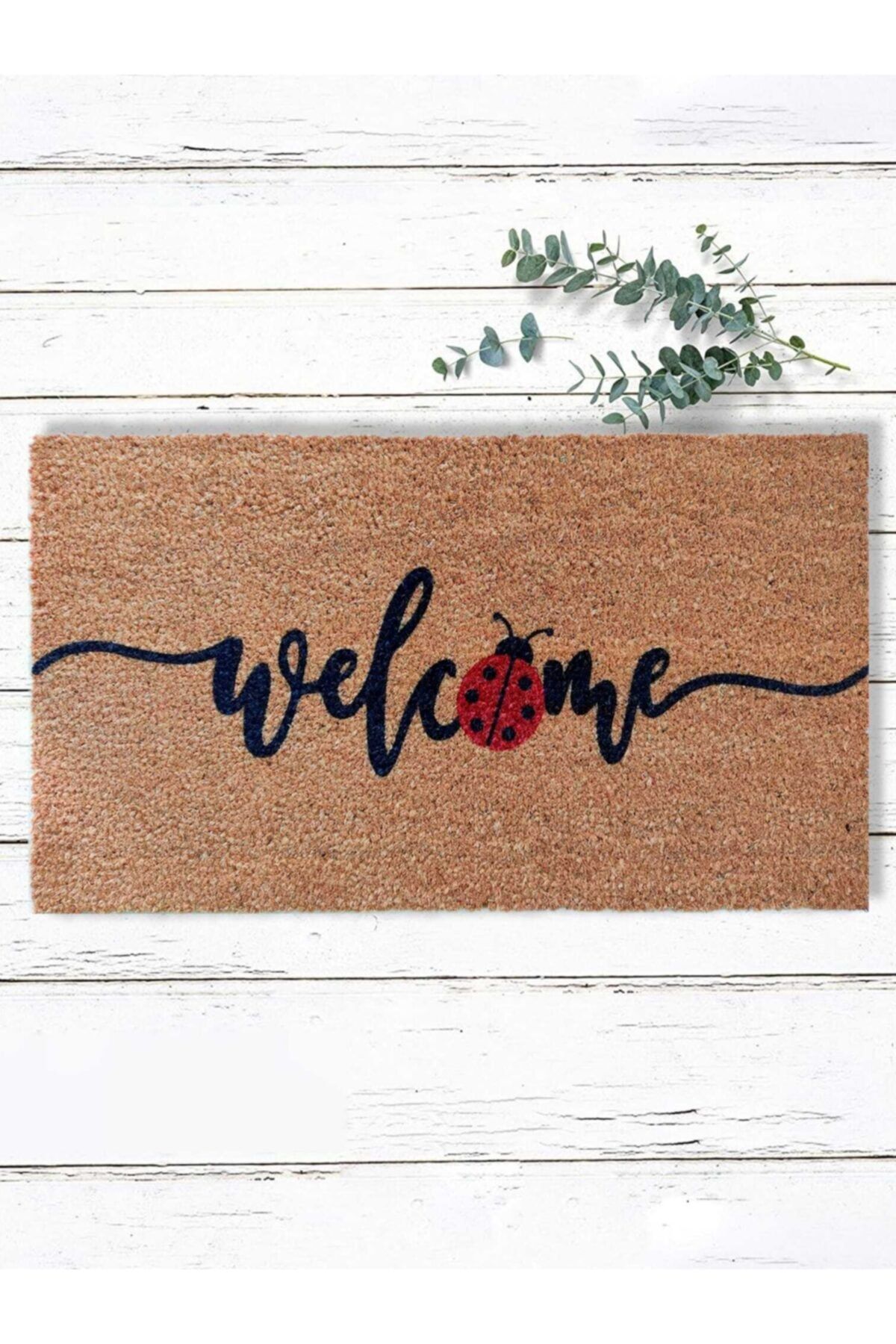 Doormatsy Uğur Böceği Desen | 40x70 Cm Kalın Dış Kapı Önü Paspası | Kaymaz Pvc Taban | Suyu Emen Paspas