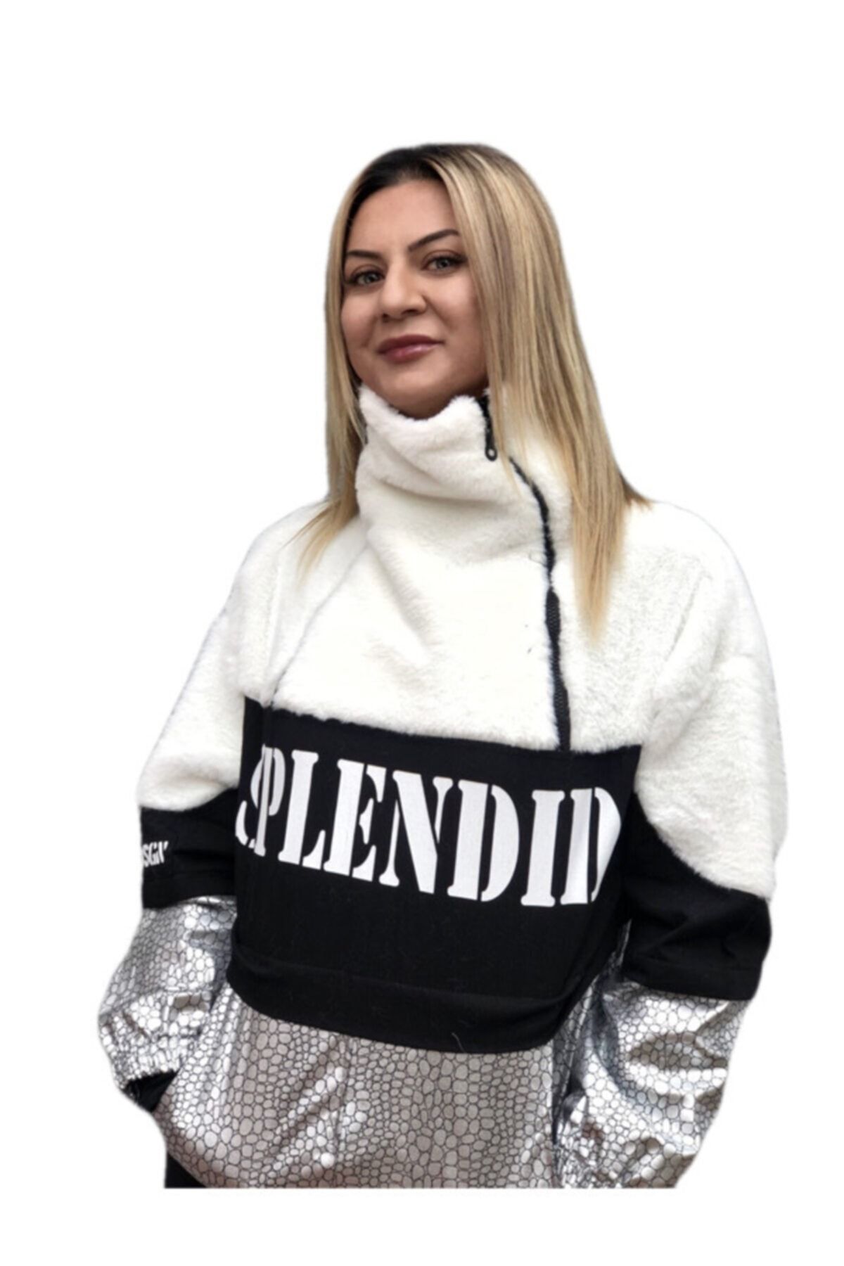 ŞAHİKA Renk Bloklu Krokodil Peluş Sweatshirt