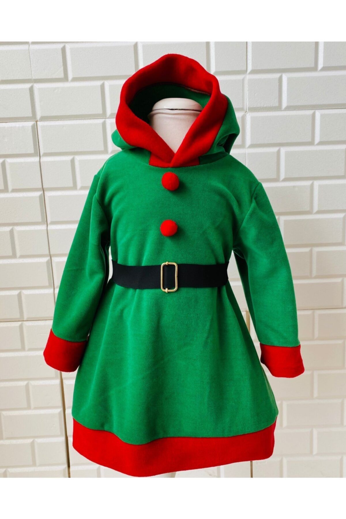 Lady Lou Yılbaşı Kostümü, Kız Çocuk Elbise, Yılbaşı Elbisesi ,noel Baba Kostümü,%100 Polar, Kapüşonlu,kemerli