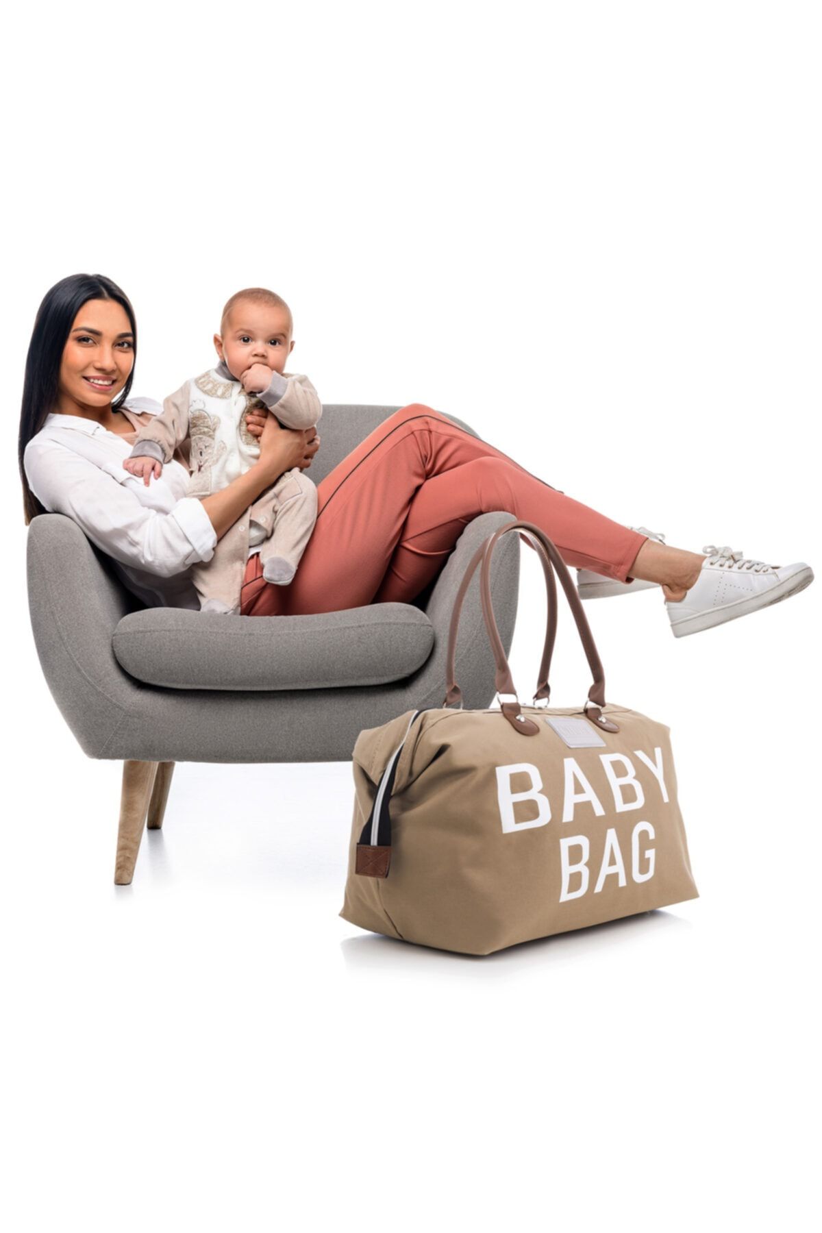 CHQEL Bej Bebek Çantası Anne Kız Bebek Bakım Çantası Bebek Çantası Anne Bebek Bakım Çantası Cq-mom-bej