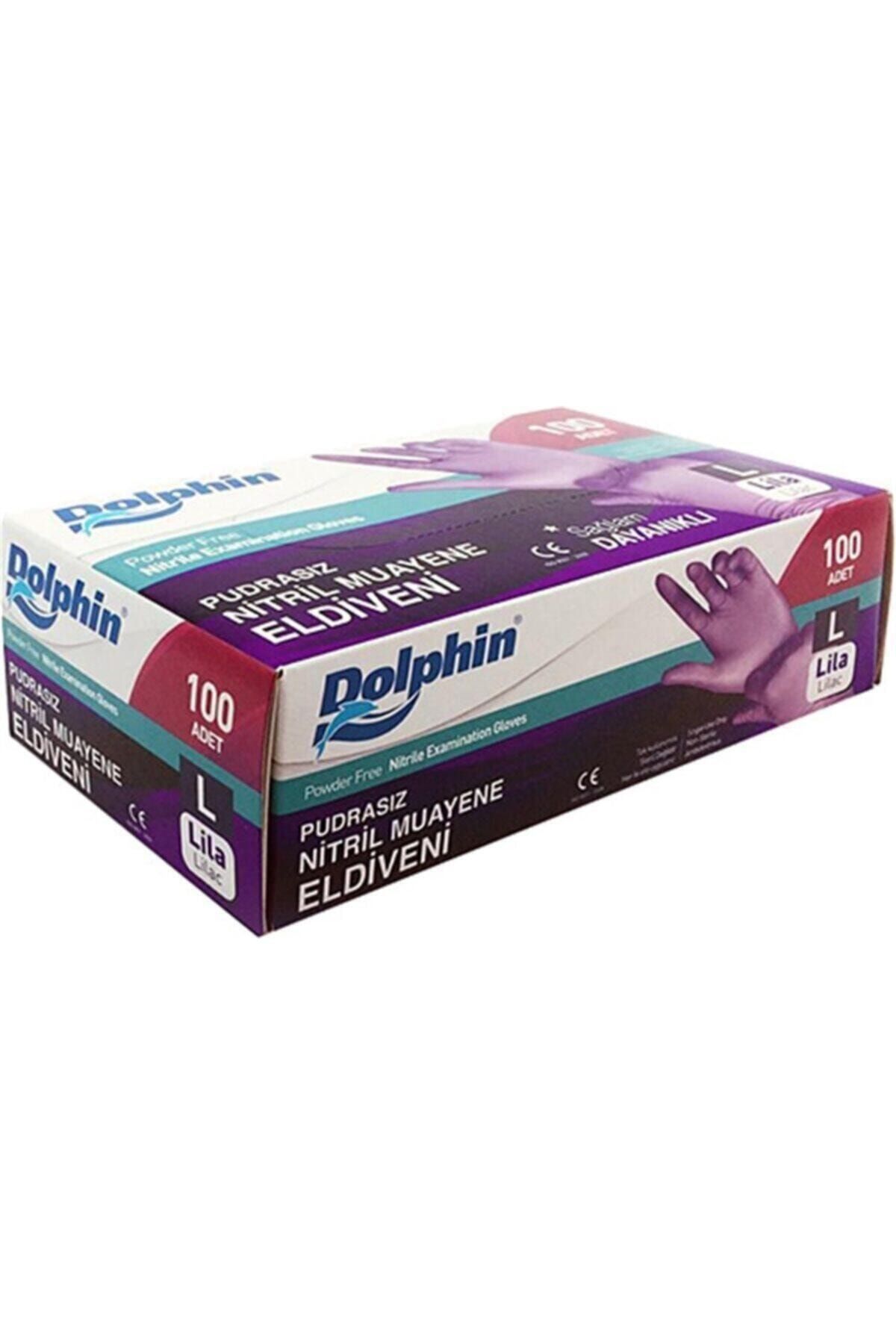 Dolphin 100 Lü Nitril Muayene Eldiveni Lila L Pudrasız