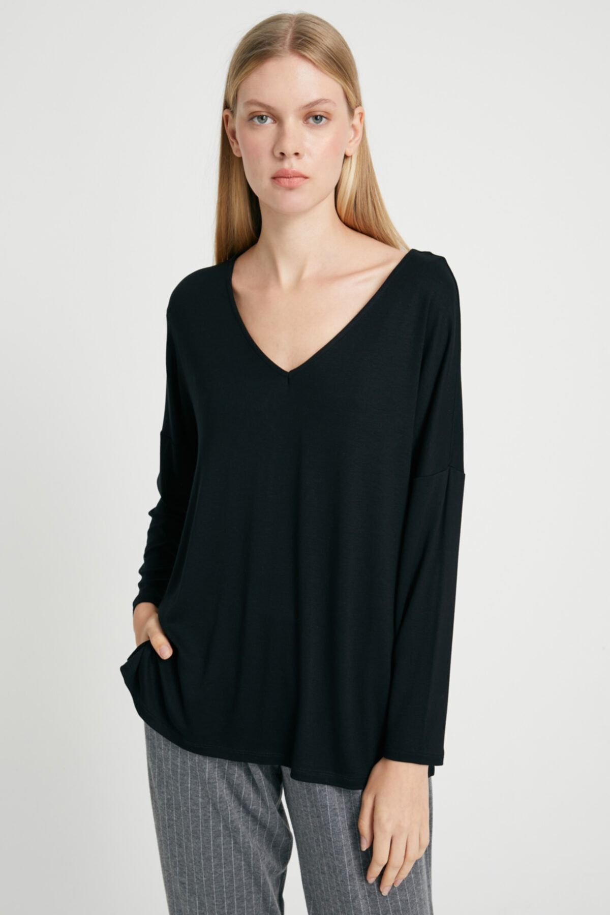 Love My Body V Yaka Örme Tunik