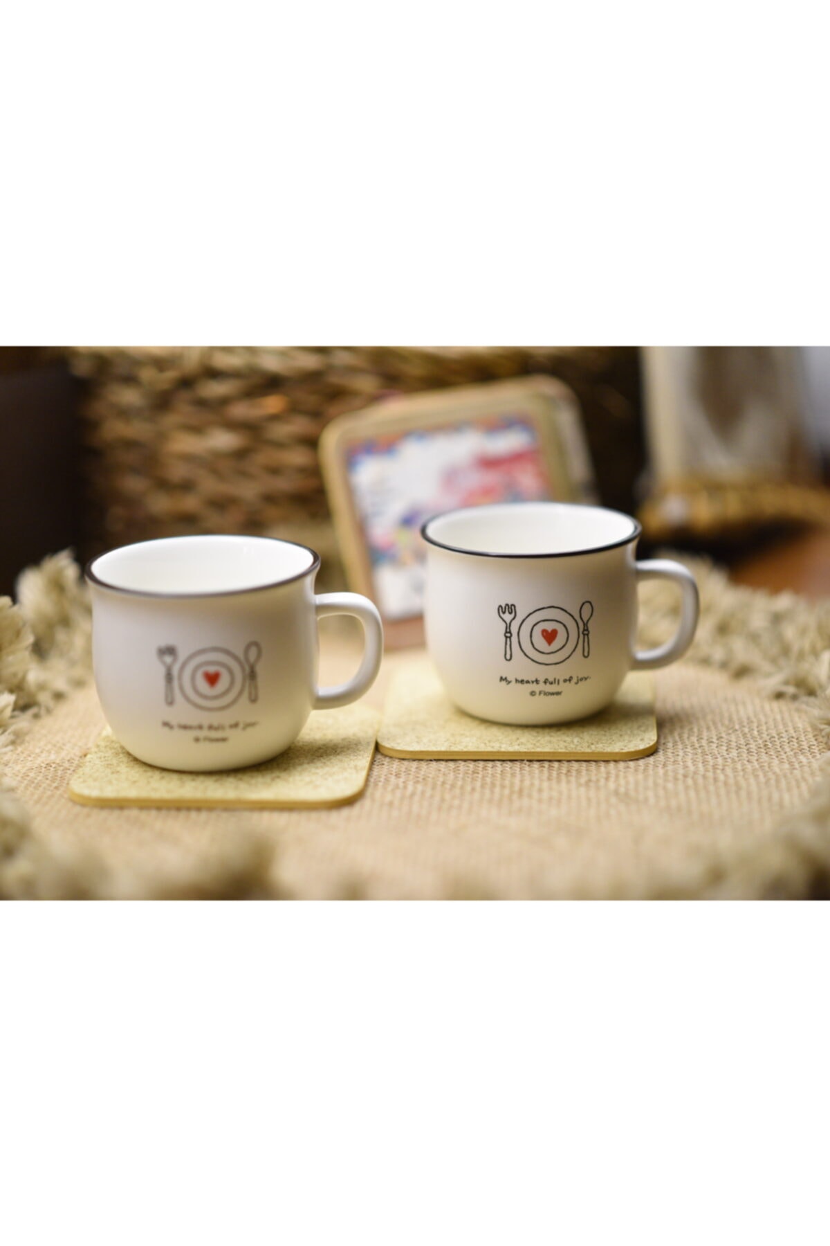 studyosercan2 Mug Seramik Kupa Fincan Çay,kahve Bardağı 175ml Aşk Yemeği 2 Adet