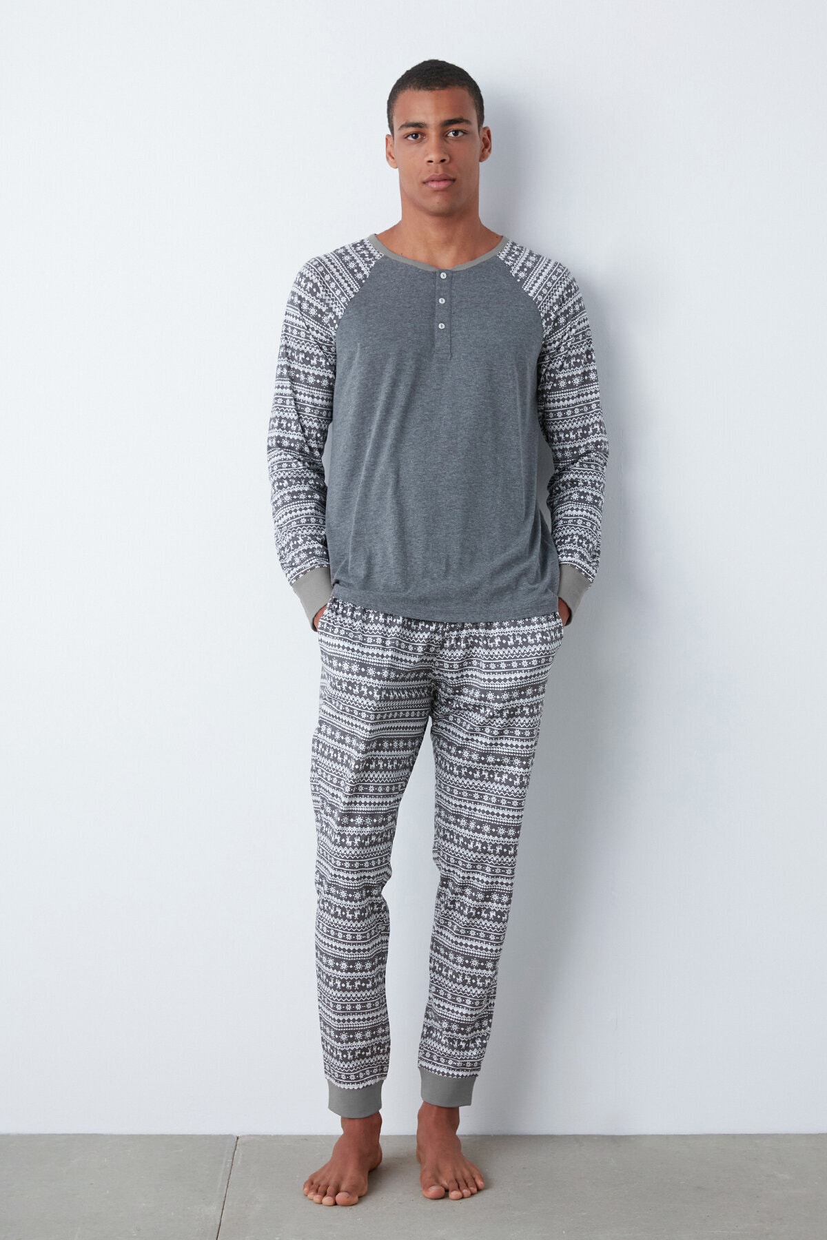 Penti Gri Melanj Men Nordic Pijama Takımı