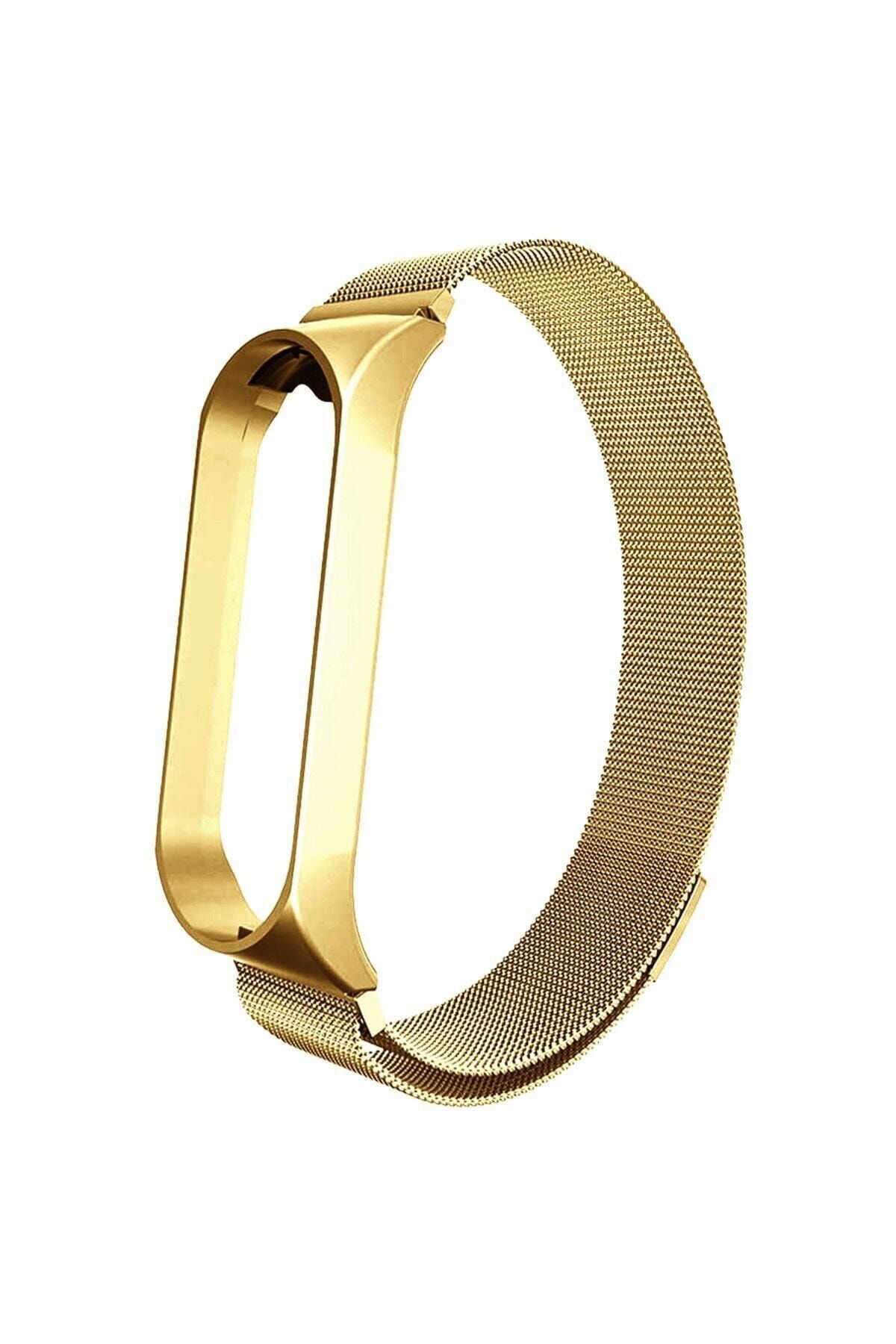 MobileGarage Xiaomi Mi Band 5 - 6 Uyumlu Metal Loop Gold Kordon