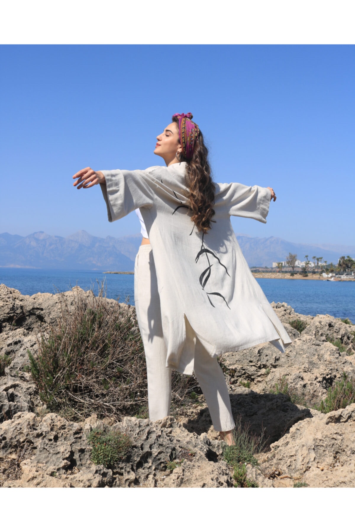 Husufi Sirius %100 Keten Kimono