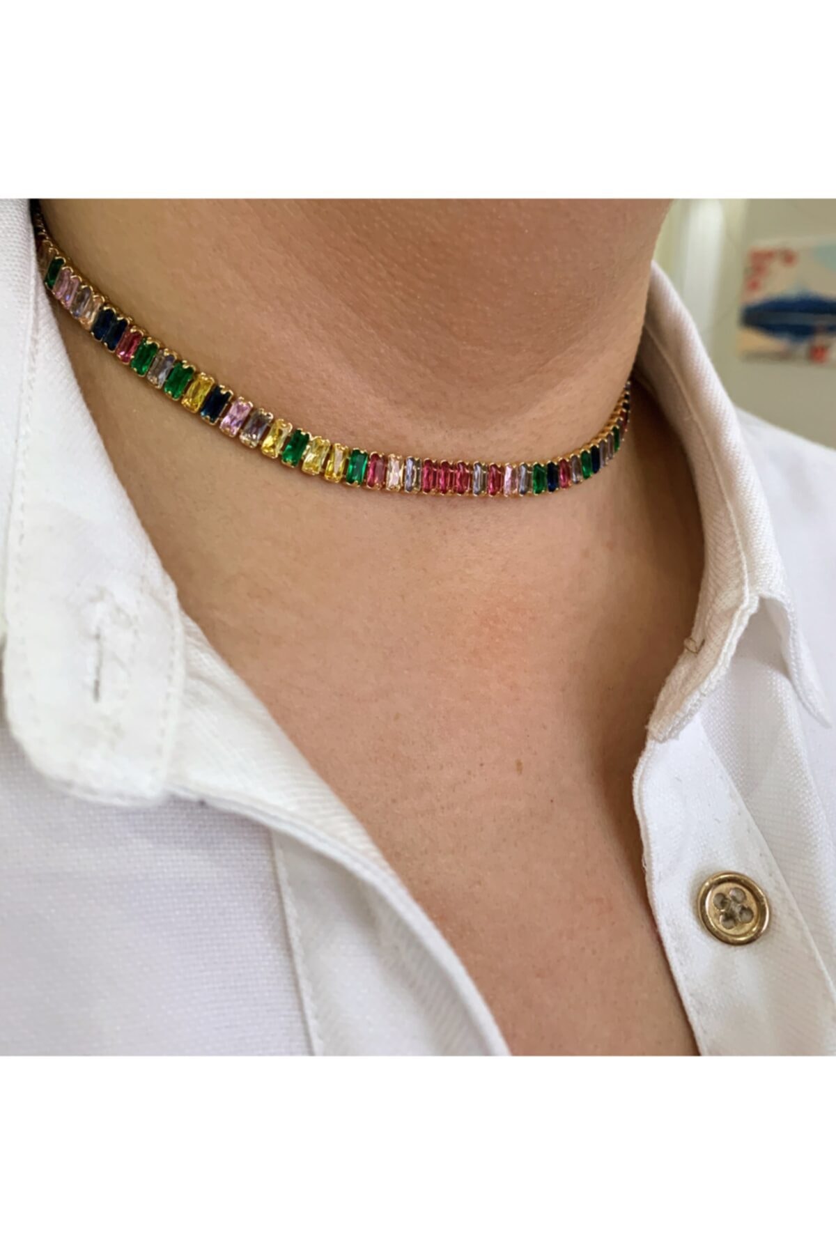 Lal&Bala Renkli Baget Taşlı Su Yolu Choker Kolye