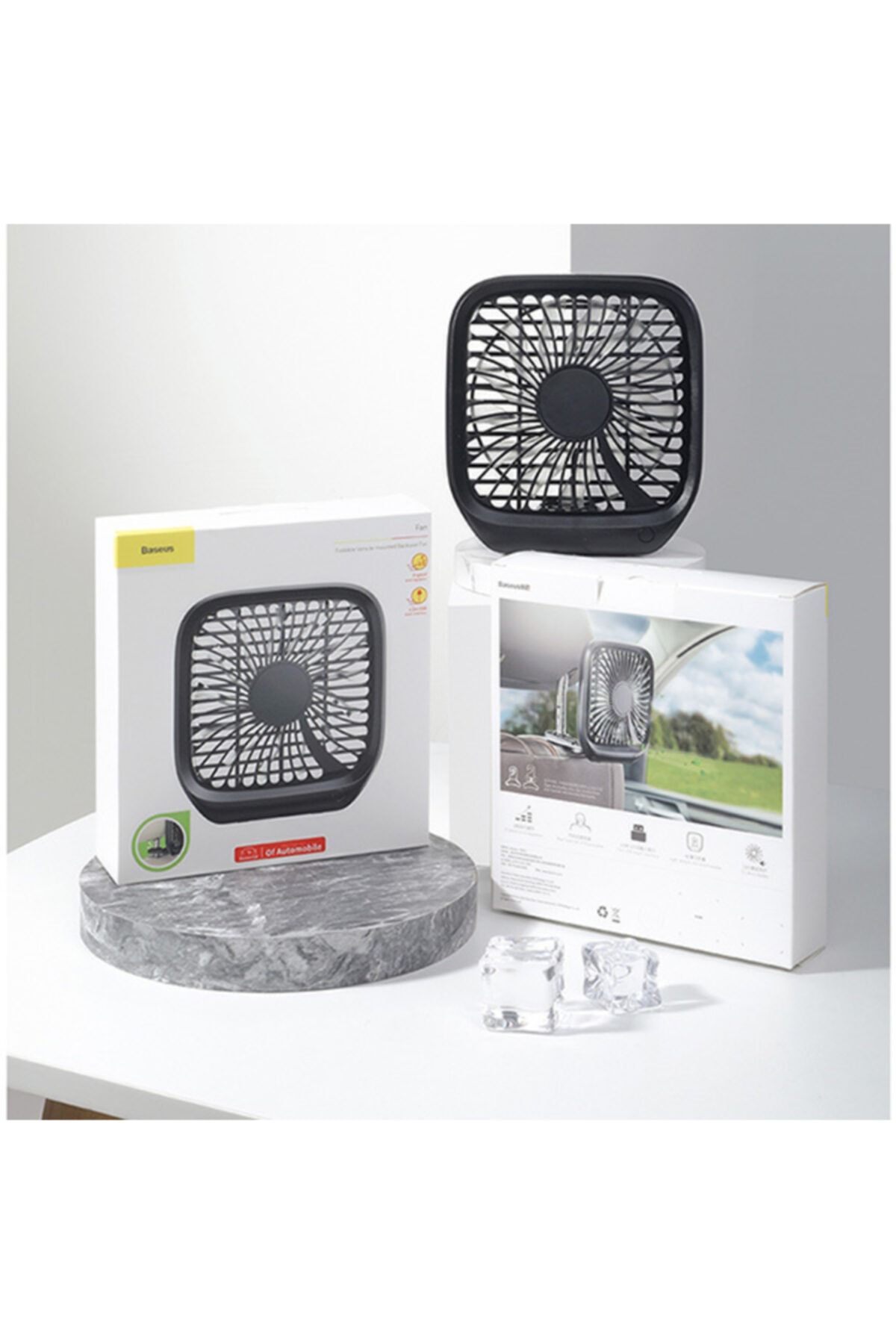 Baseus Foldable Usb Araç Arka Koltuk Vantilatör Fan Soğutucu Siyah
