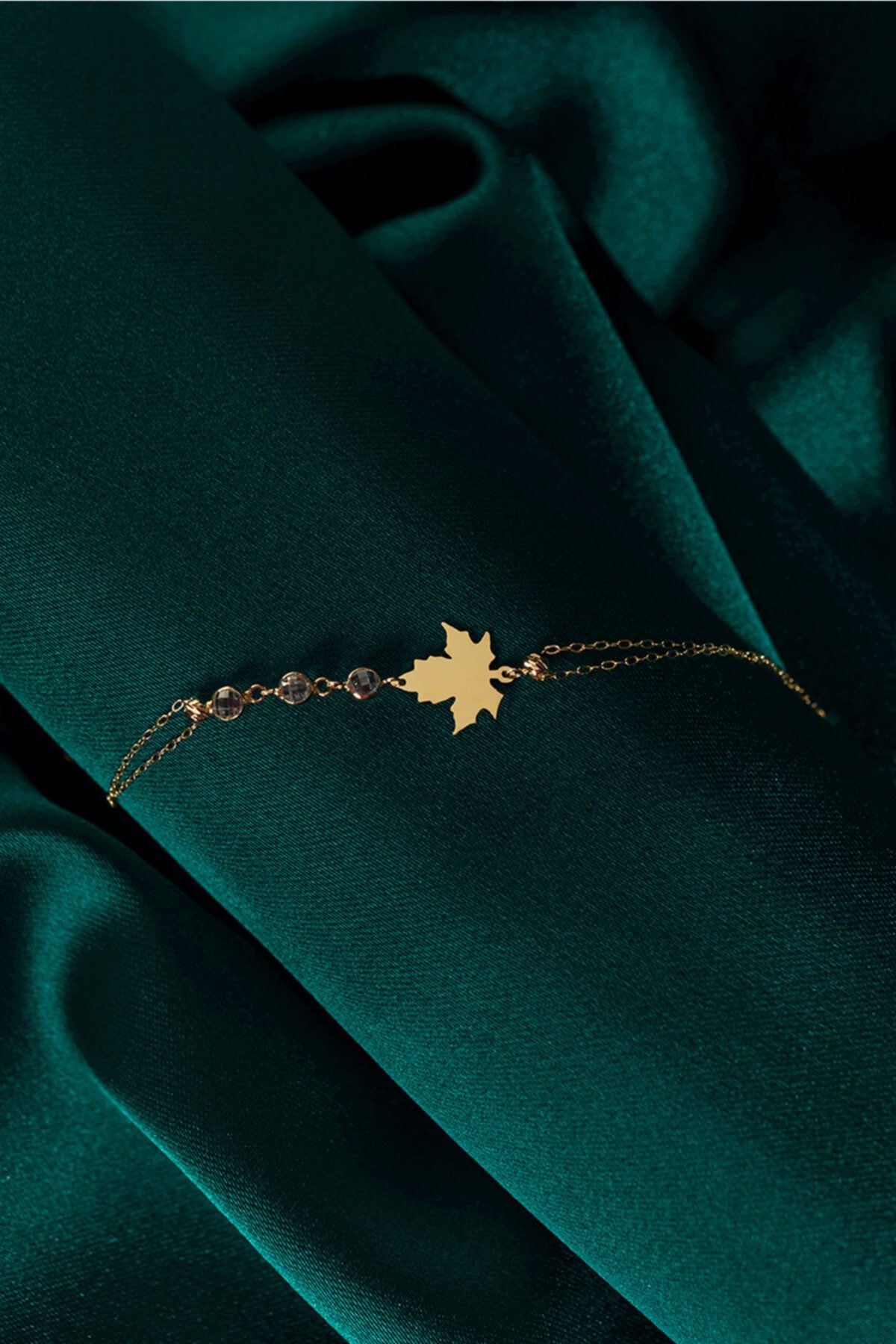 Dialook Jewelry Kadın 14 Ayar Yaprak Altın Bileklik
