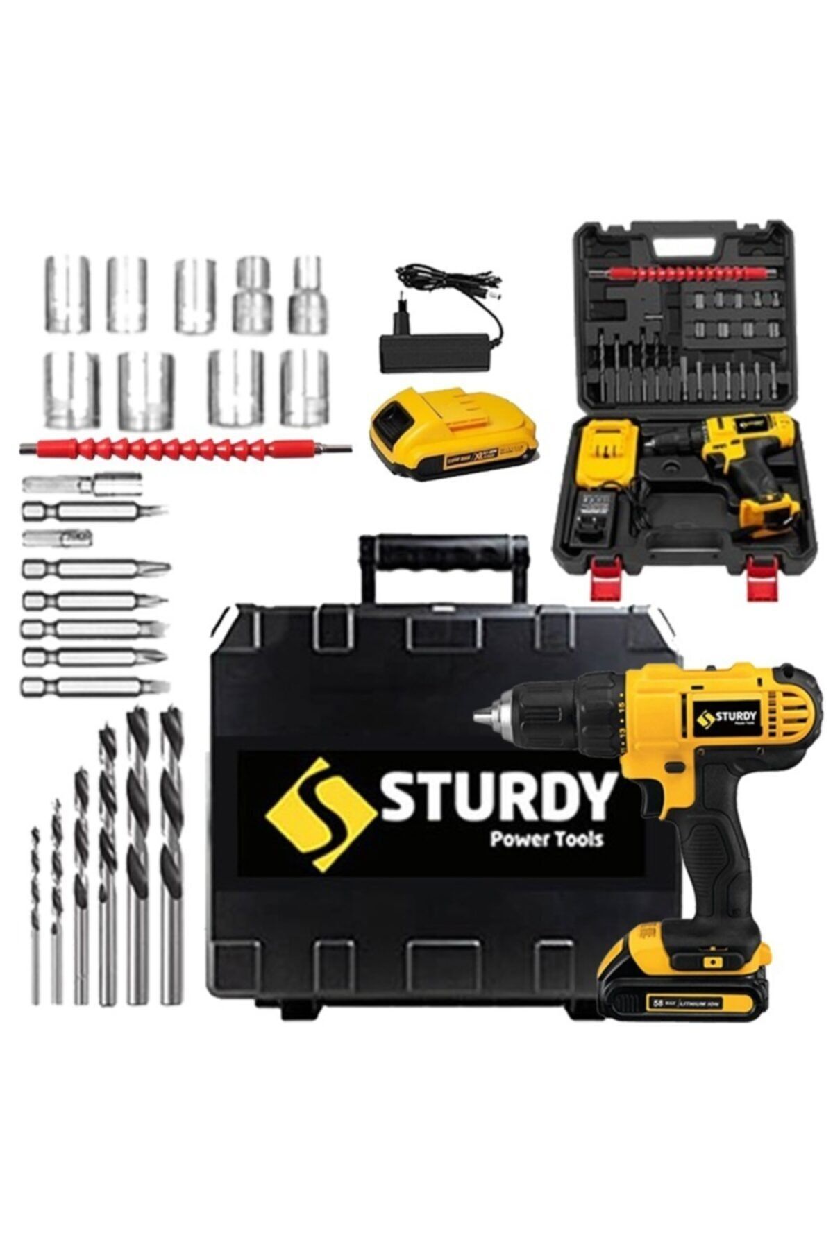 Sturdy Japon Professıonel Tools 58v 8ah Krz Metal Şanzıman Şarjlı Çift Akülü Vidalama 27prç Uç Setli