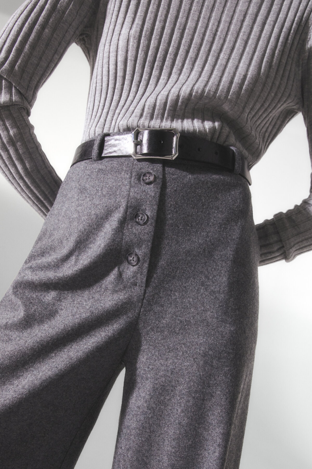 Massimo Dutti Geometrik Tokalı Deri Kemer