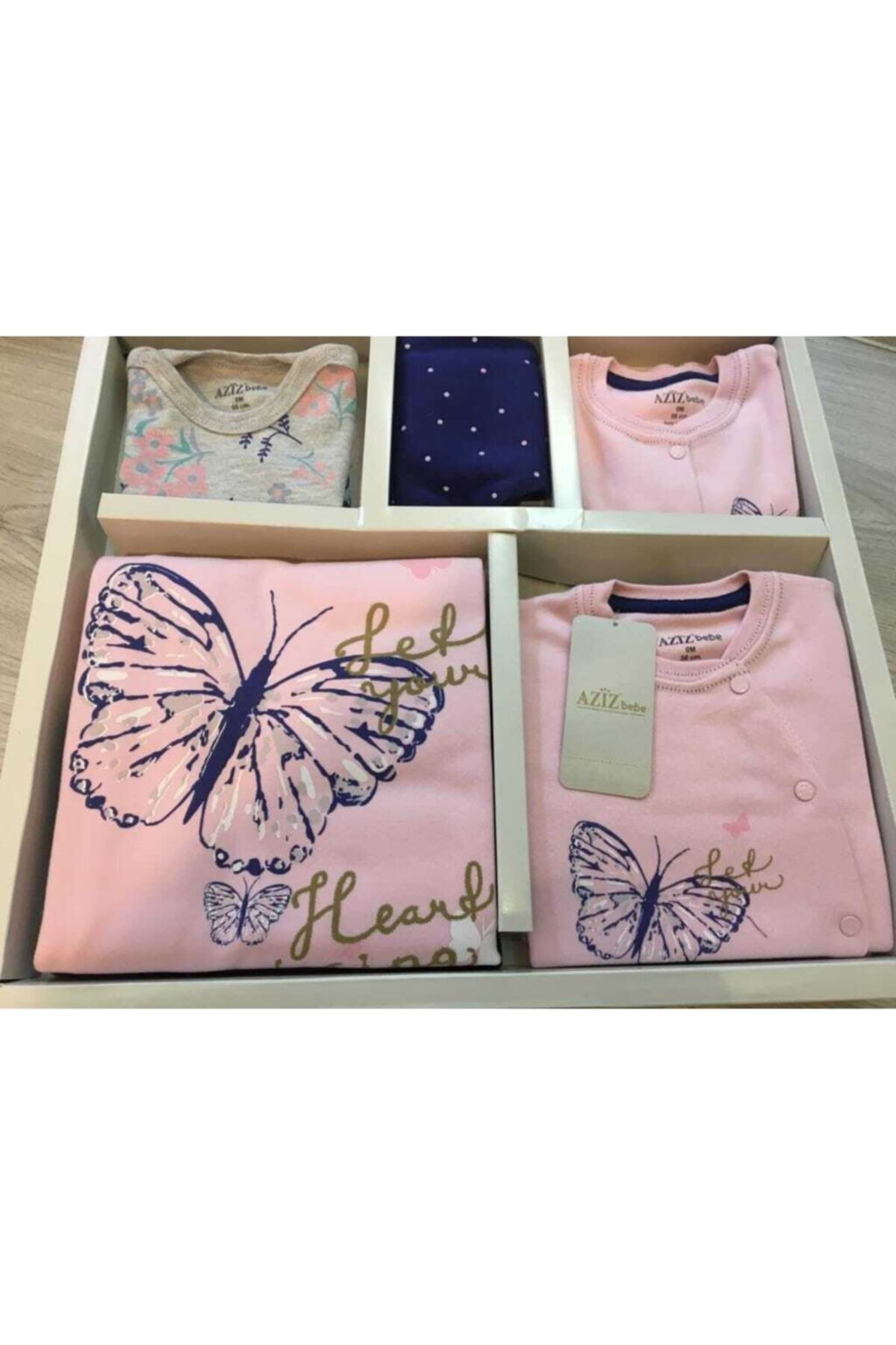 Aziz Bebe Kız Bebek Pembe Yenidoğan 10'lu Hastane Çıkış Seti