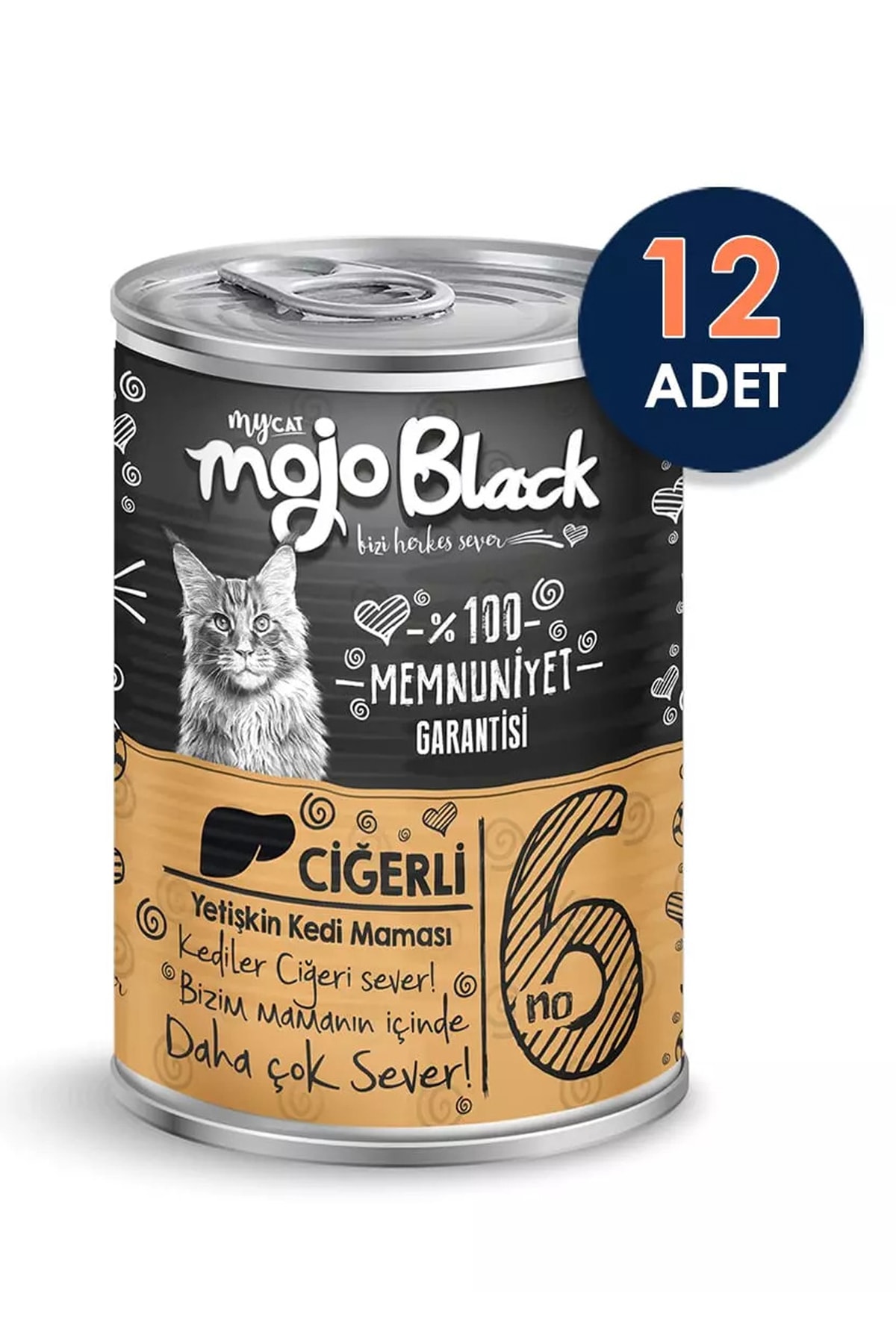 My Cat Mycat Mojo Black Chunk Parça Ciğer Etli Kedi Konservesi 400grx12 Adet