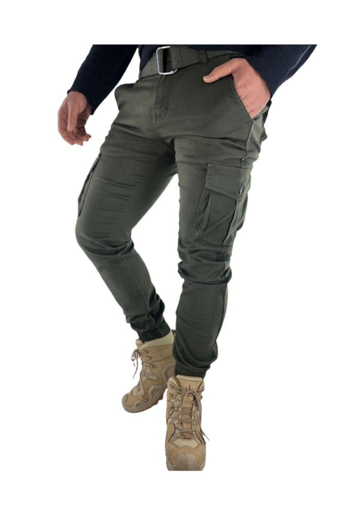 KOCA AV PAZARI Erkek Haki Desen Kargo Cep Jogger Pantalon 29 Beden