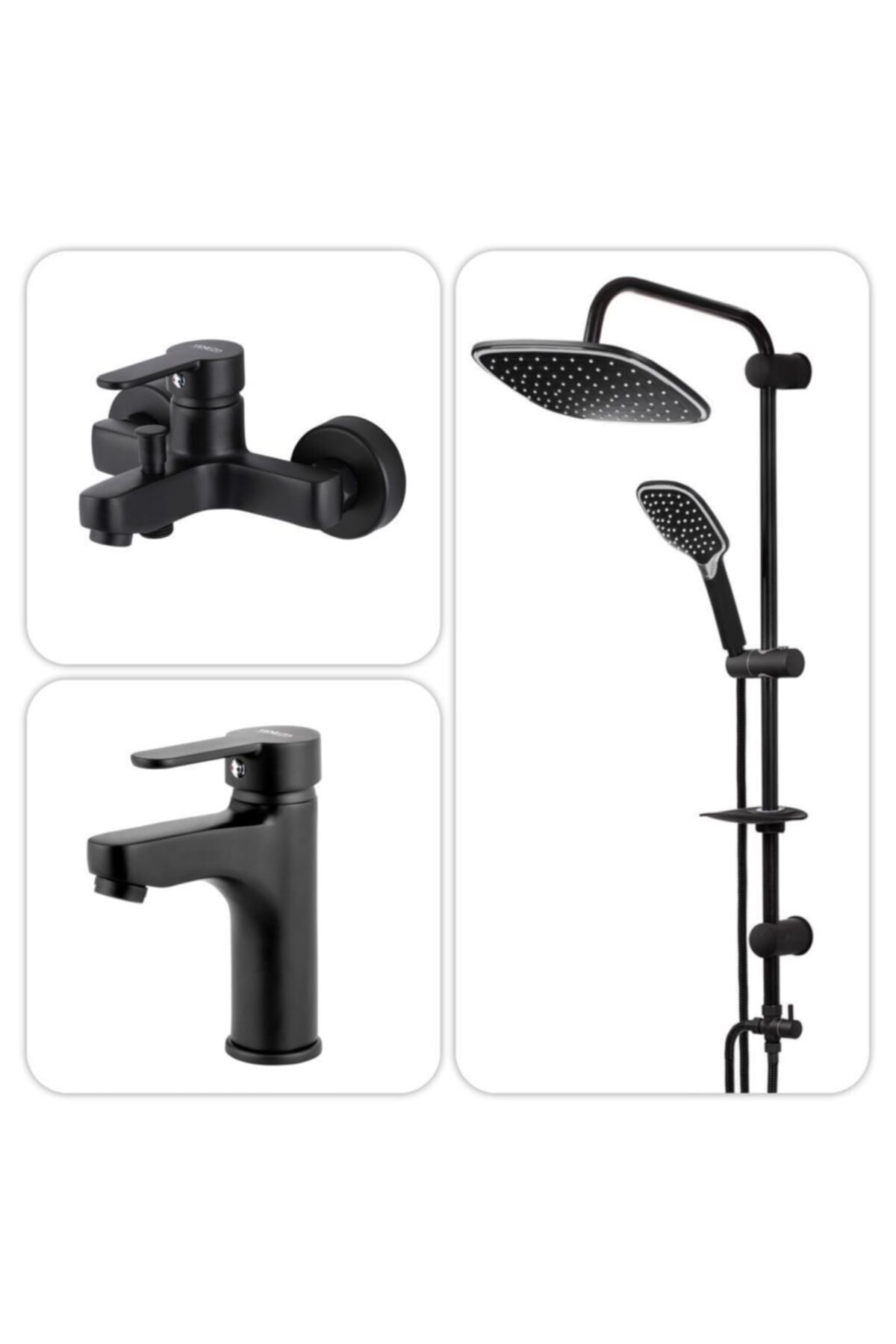 Venezia Kroma Siyah Banyo,lavabo Bataryası Ve Karbon Duş Seti Siyah
