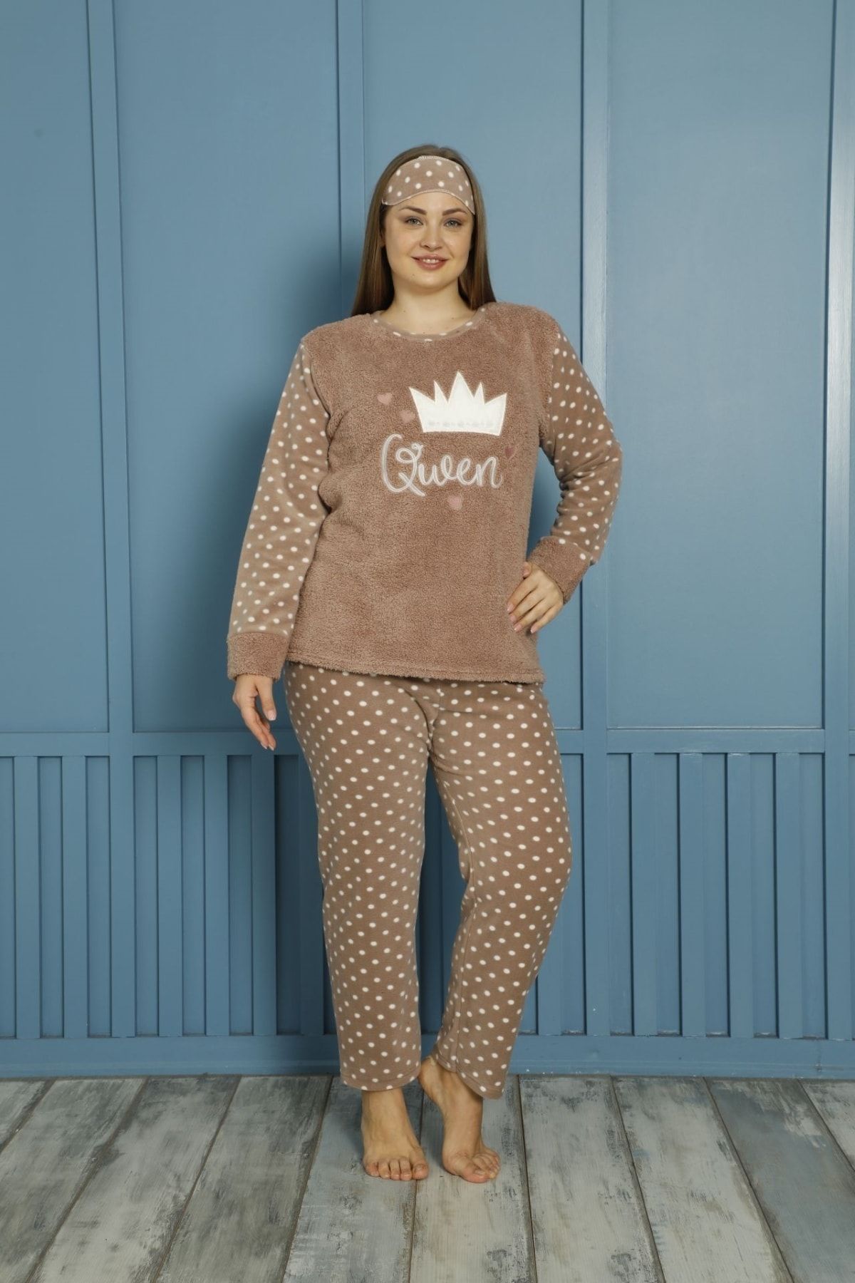 shopshop Kadın Büyük Beden Polar Pijama Takımı