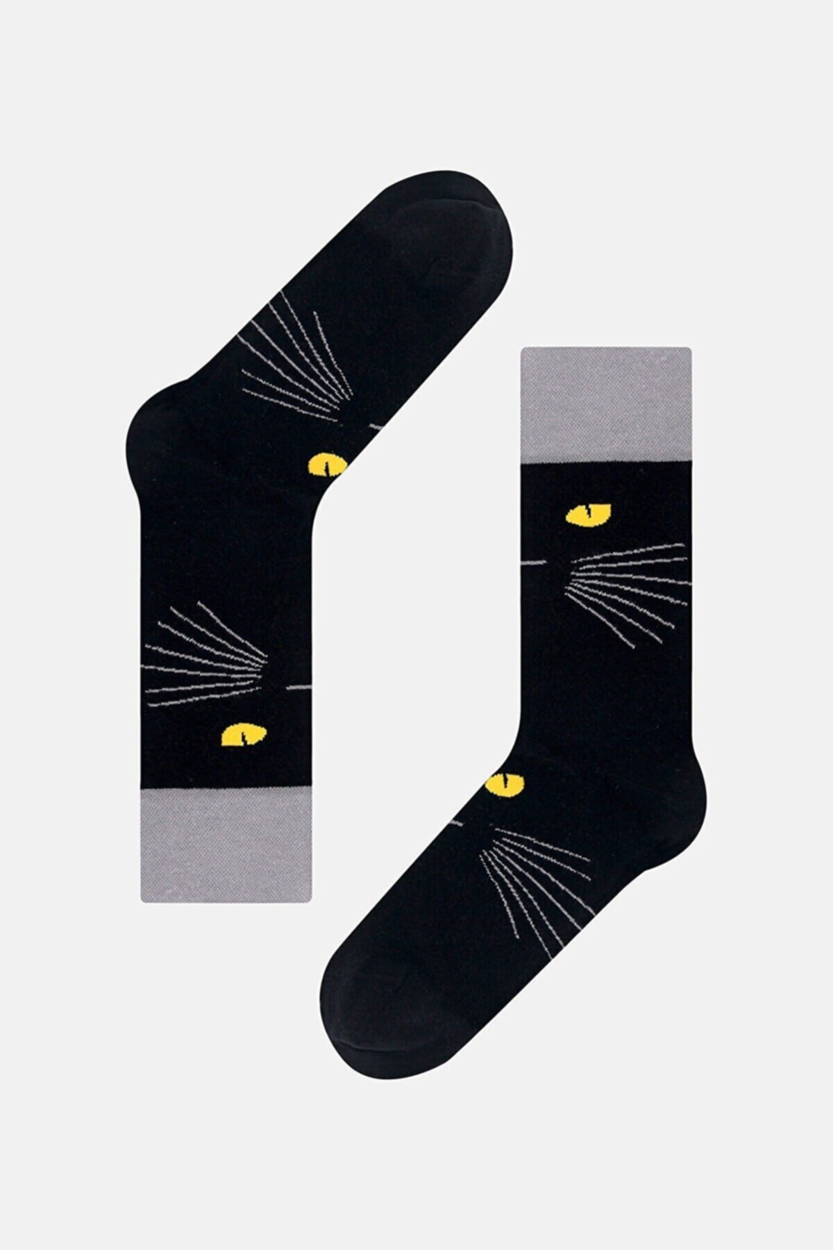 Cozzy Socks Unisex 2'li Kedi Desenli Karışık Varyasyonlu 2 Çift Soket Çorap