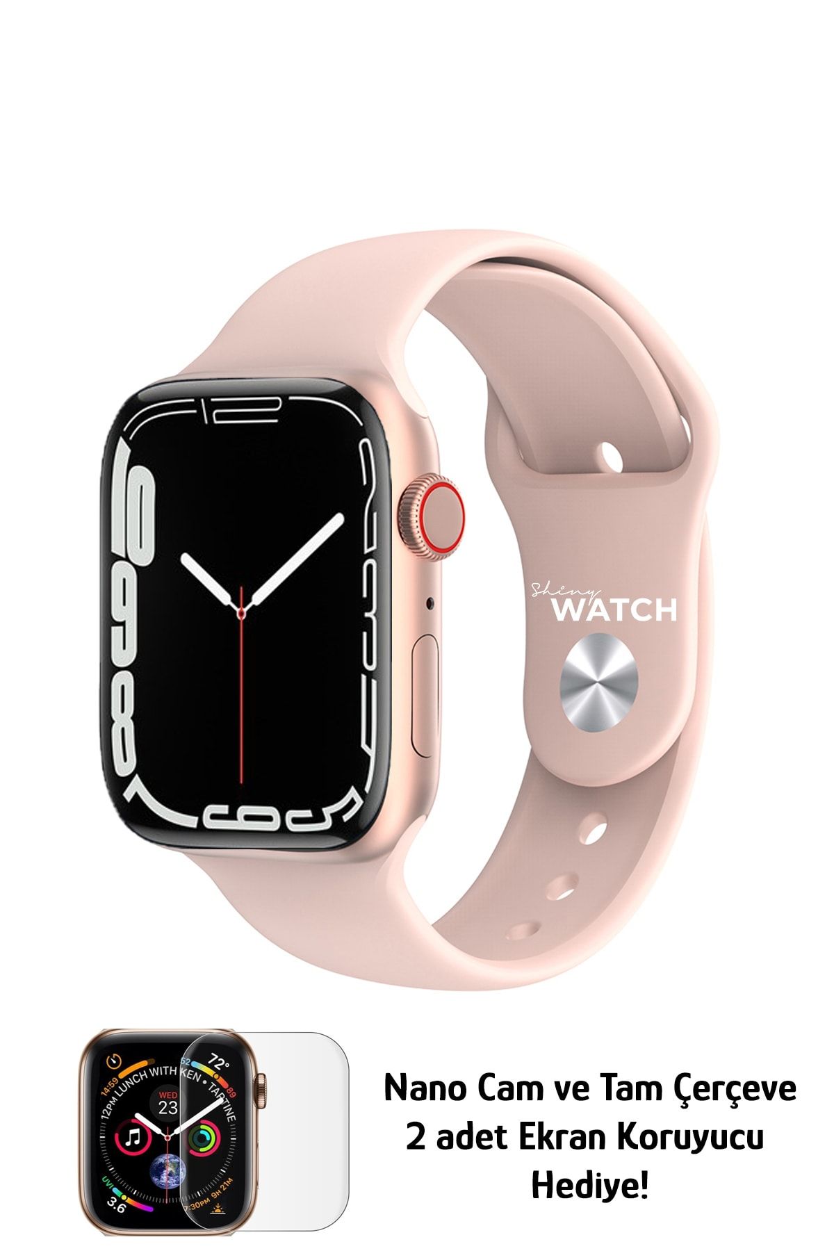 ShinyWATCH Watch 7 Pro Akıllı Saat Çift Tuş Aktif Rose Renk