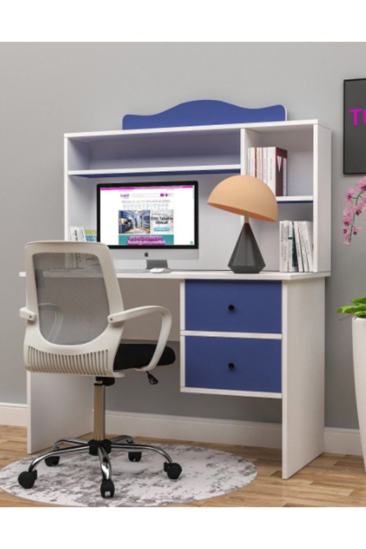 Alvers Mobilya Ece Çocuk Odası Çalışma Masası Mavi