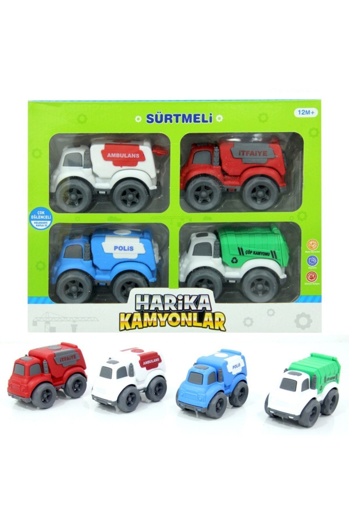 CanEm Kutulu 4'lü Kırılmaz Sürtmeli Harika Kamyonlar
