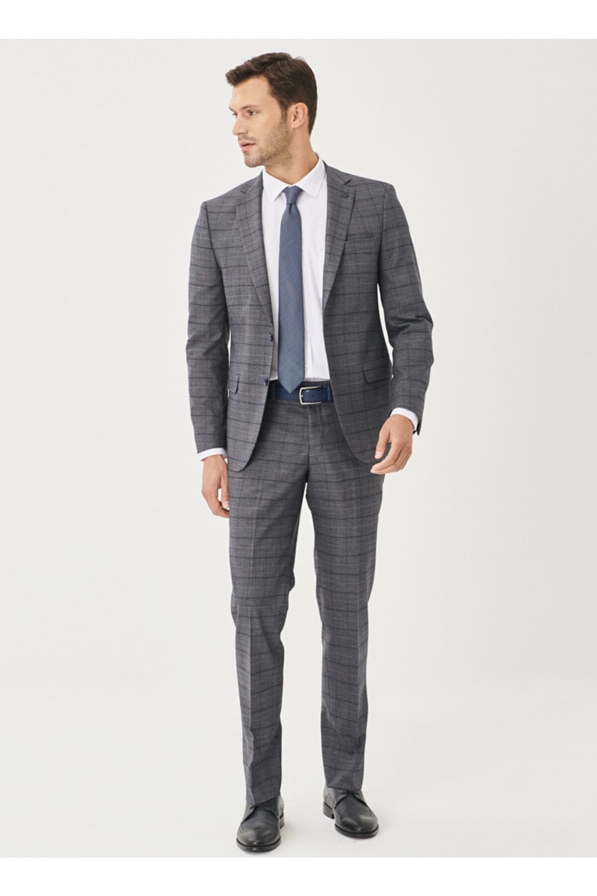 ALTINYILDIZ CLASSICS Altınyıldız Classics 4a3022100042 Mono Yaka Slim Fit Lacivert - Gri Erkek Takım Elbise