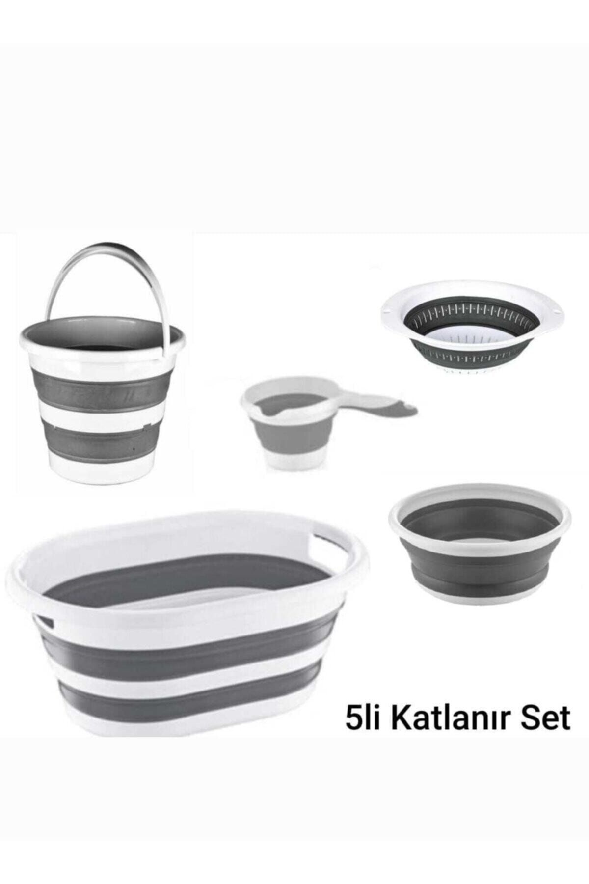 Miami Home Katlanabilir Multi 5’li Set - Sepet Kova Maşrapa Badya Süzgeç