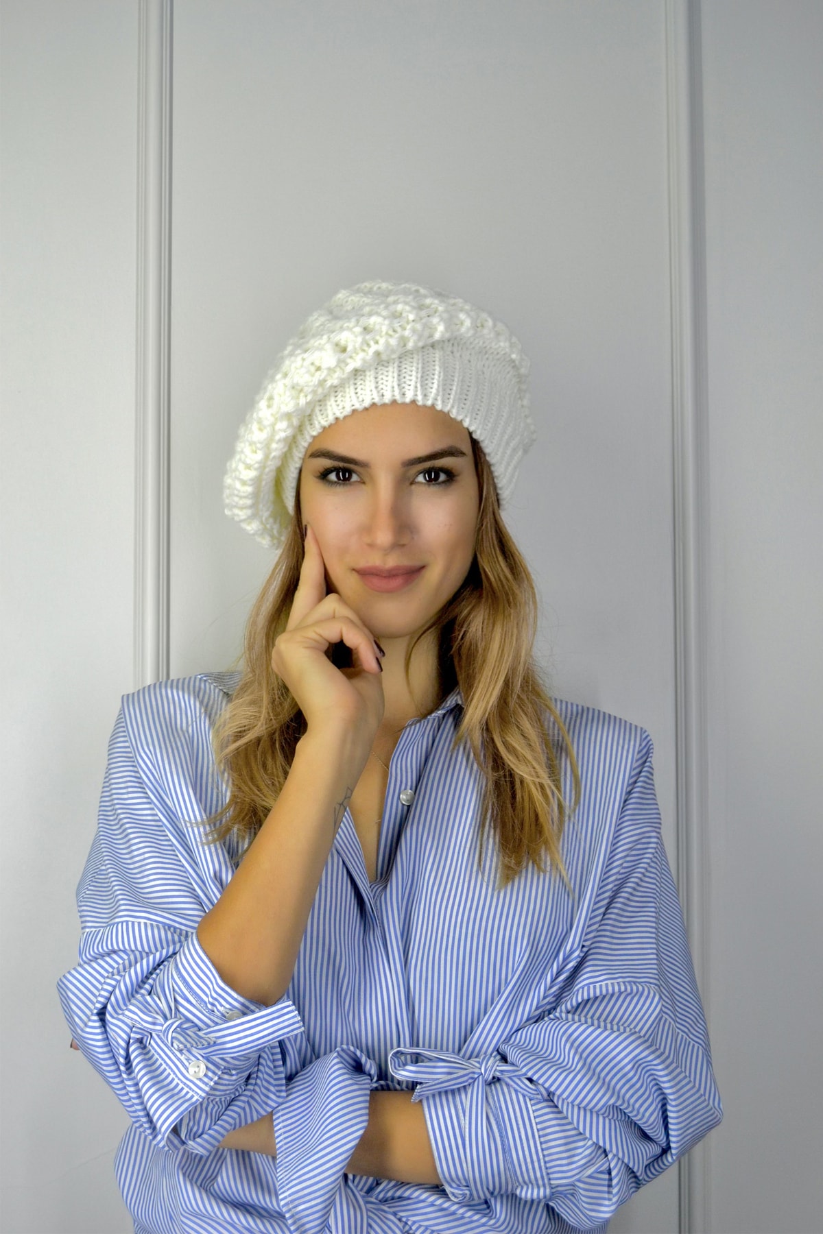 DGR Winter Ressam Kadın Bere Beyaz