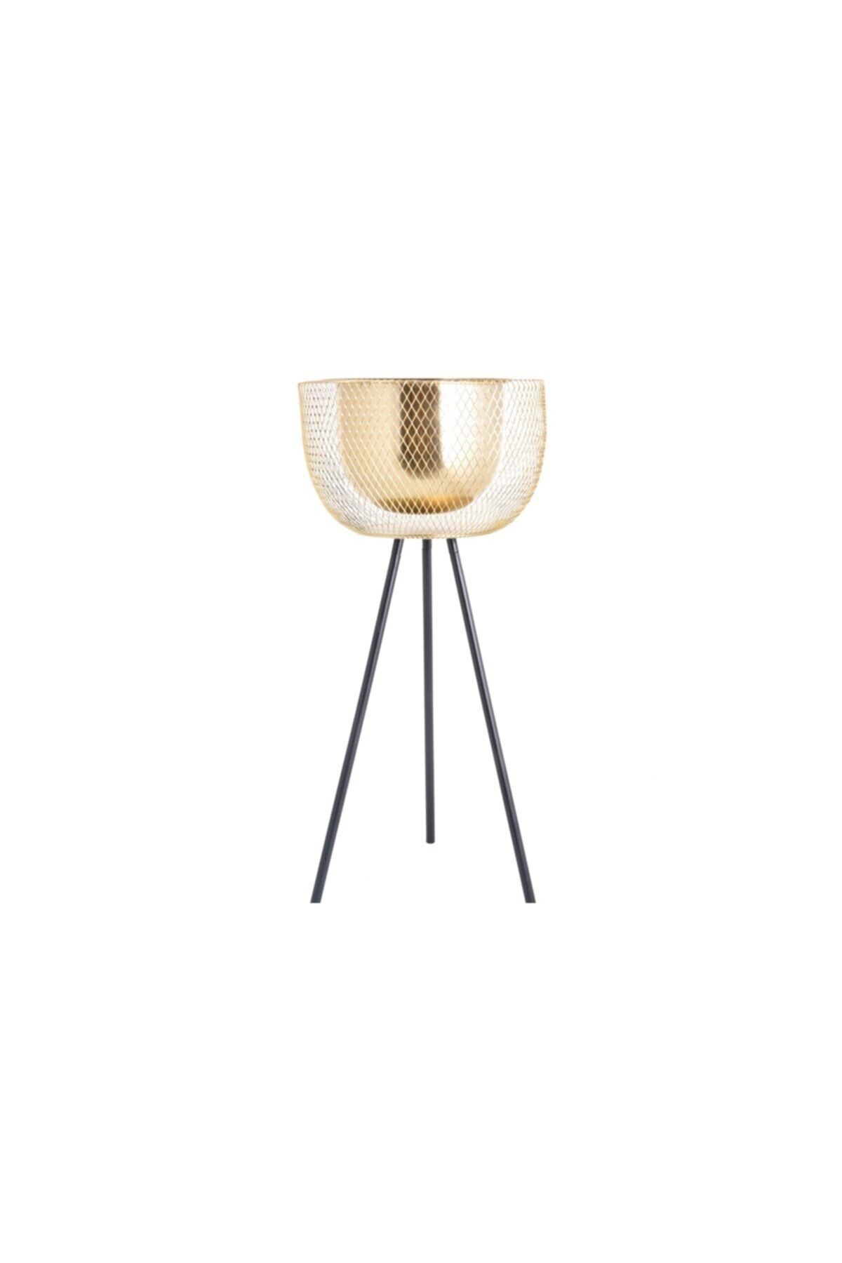CREARTHOME Gold Ayaklı Saksı 28x28x59 Cm Mhe 005