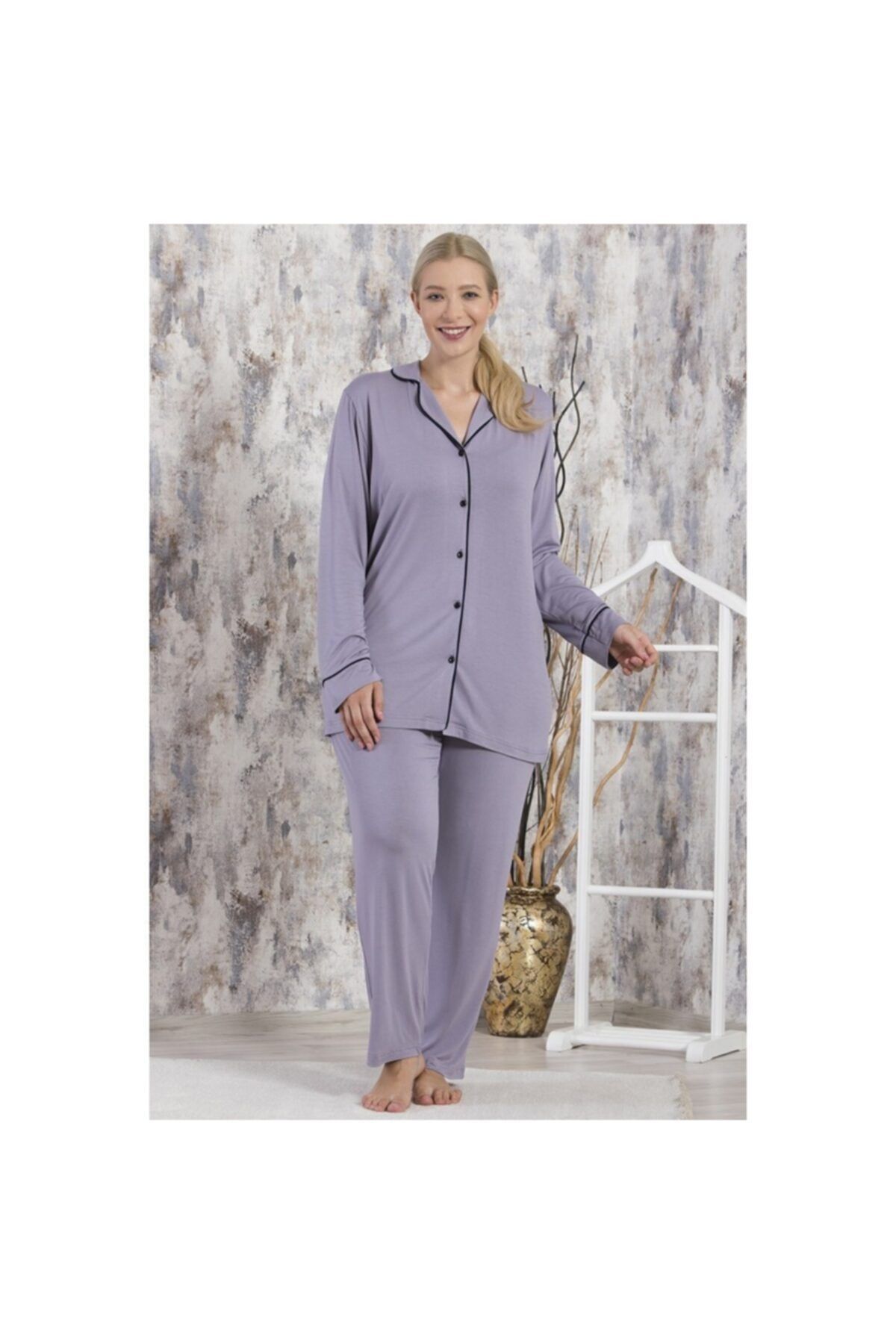 STYLE SENFONİ Style Senfonfi 028 Kadın Battal Pijama Takım Lila