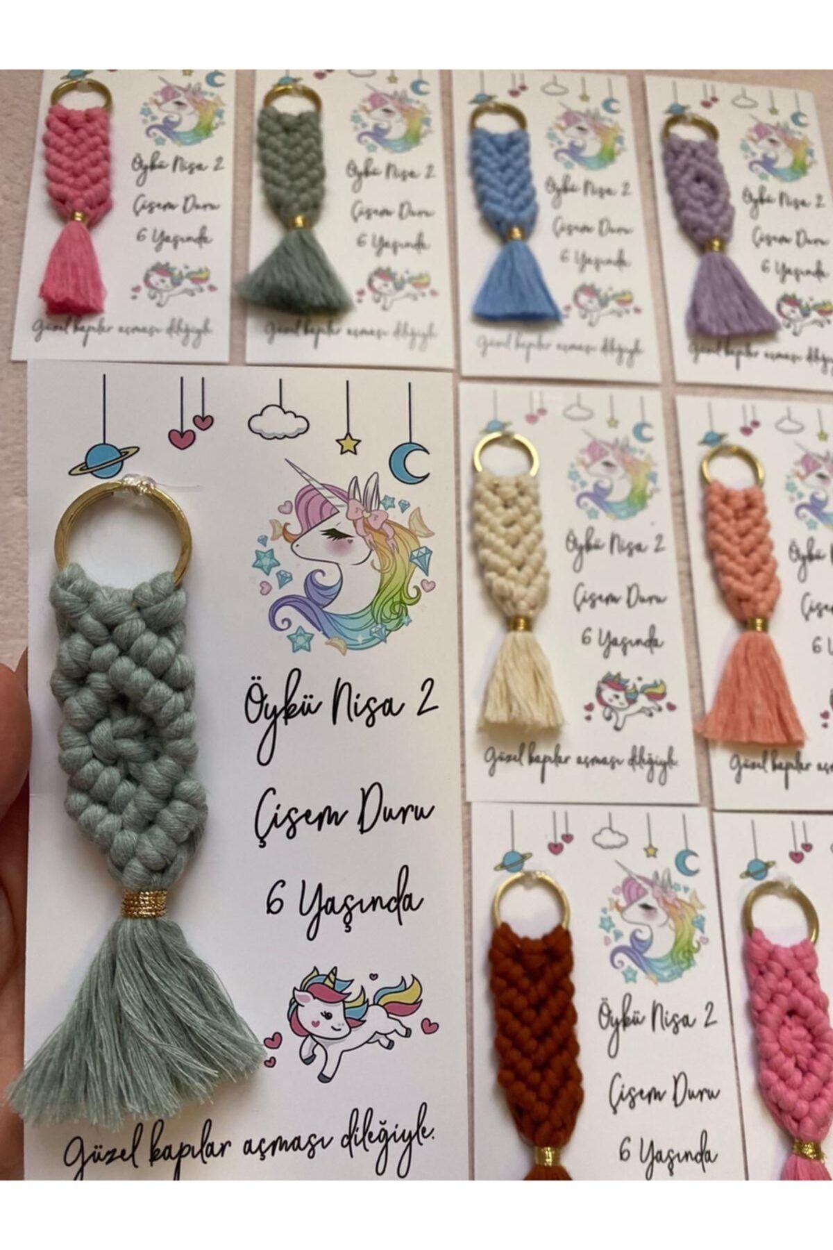 HG Design Store Makrome Anahtarlık 35 Adet Kartlı Jelatinli
