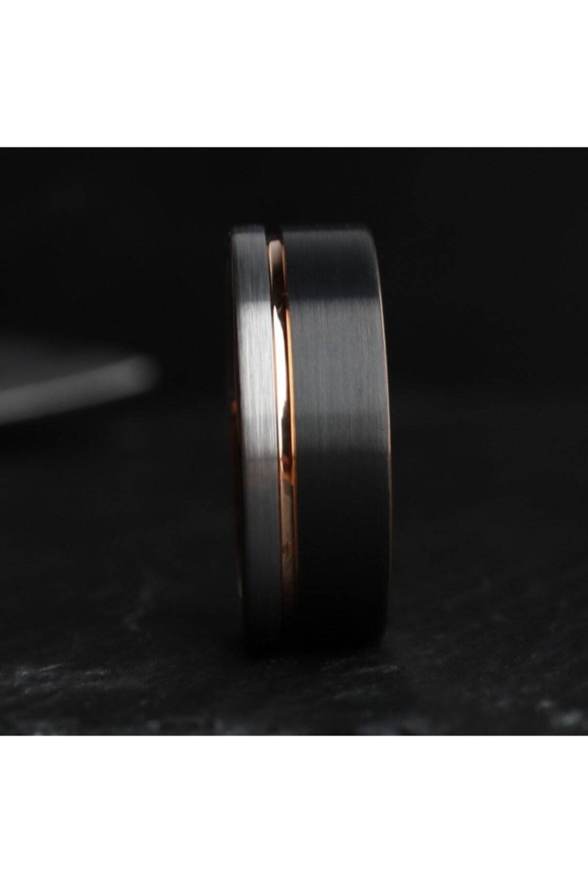 SANYA TAKI 925 Ayar Gümüş Erkek Alyans Rose-gold Ve Siyah