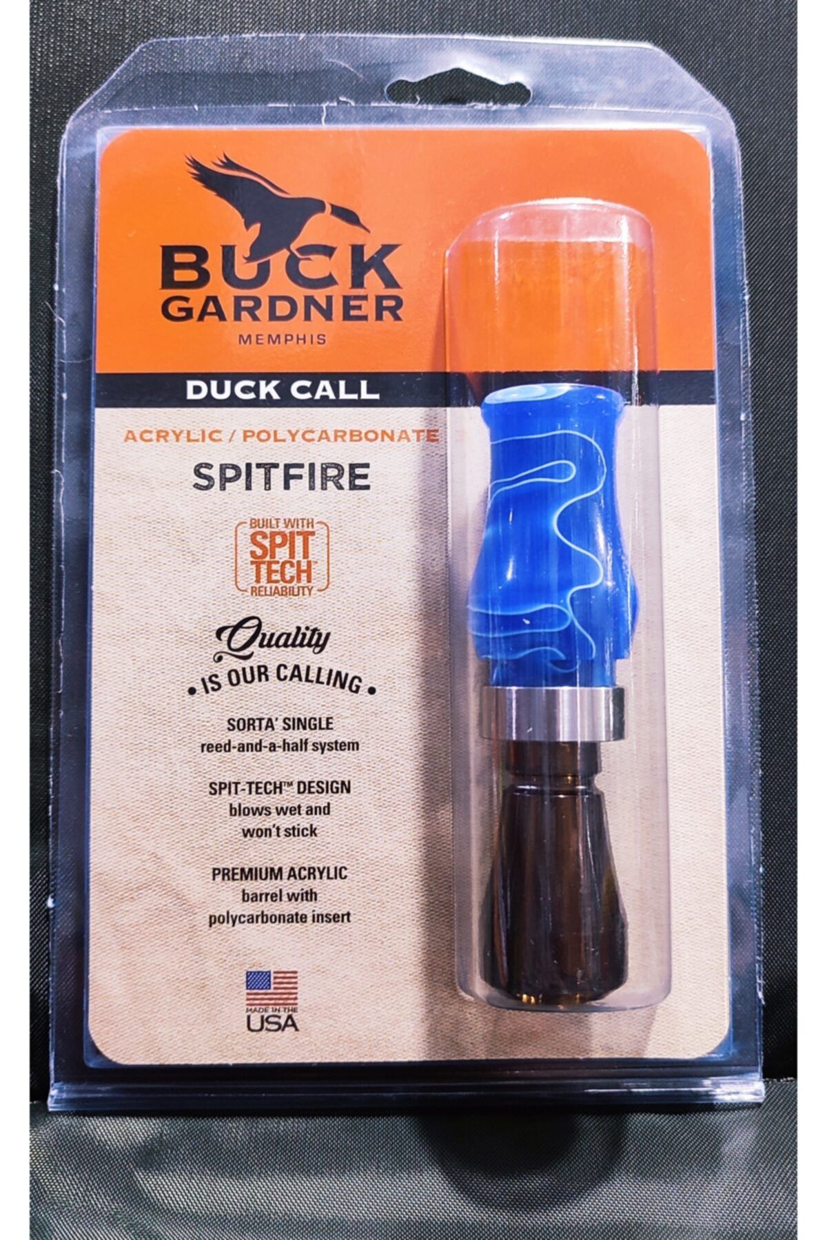 BUCK GARDNER Acrylic Polycarbonate Spitfire Mavi Ördek Düdüğü