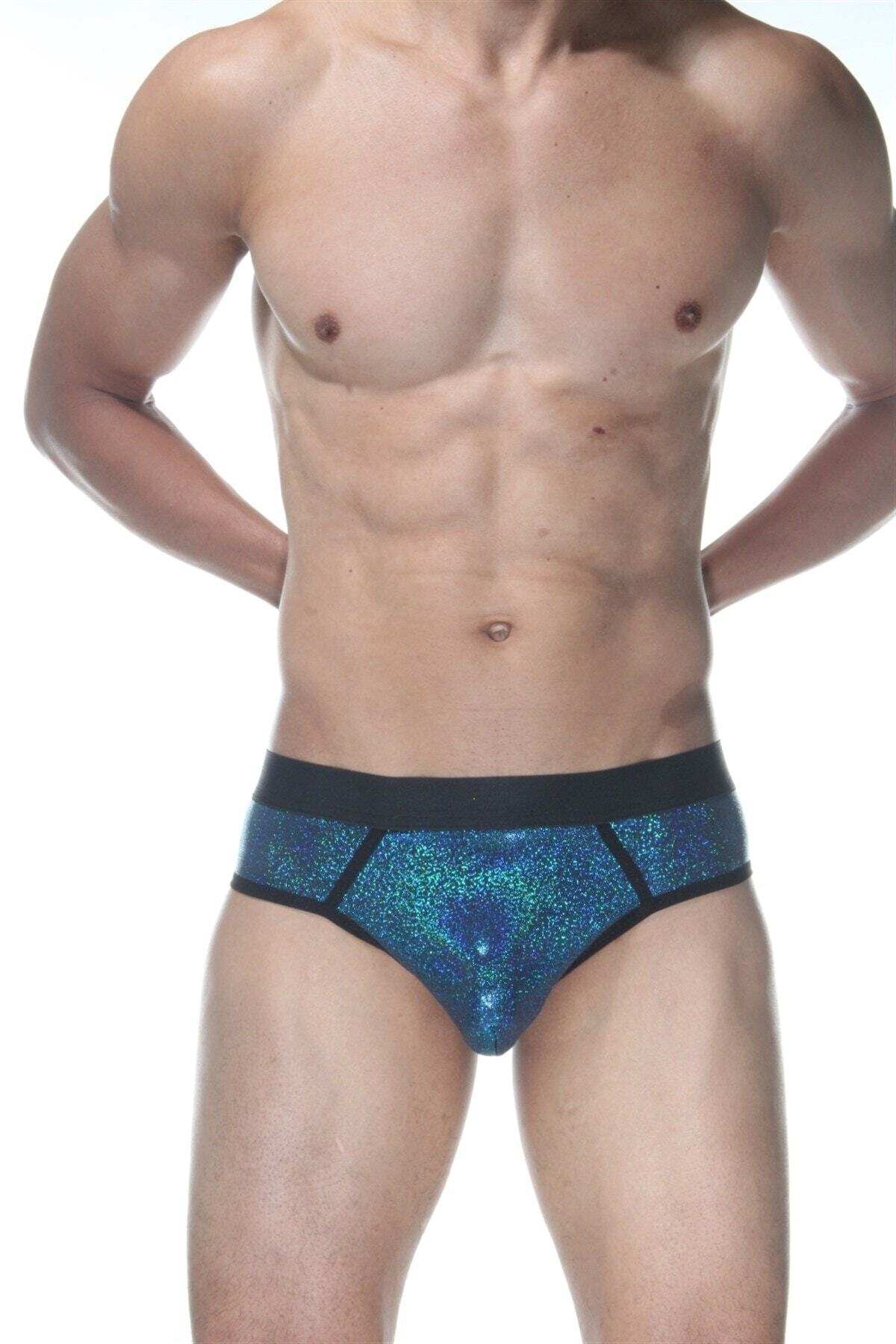 ÇAĞLAR BUTİK Simli Mavi Erkek Jockstrap Iç Giyim (dm102107)
