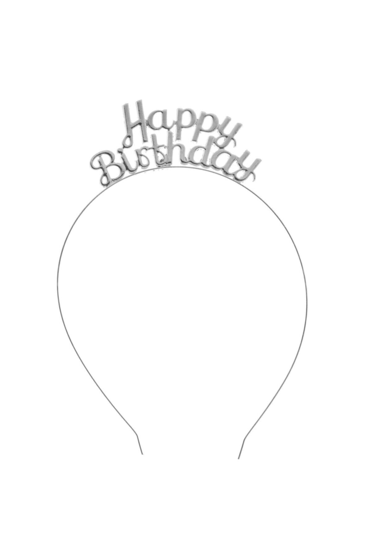 Deniz Party Store Happy Bırthday Metal Taç Doğum Günü Taci Gümüş