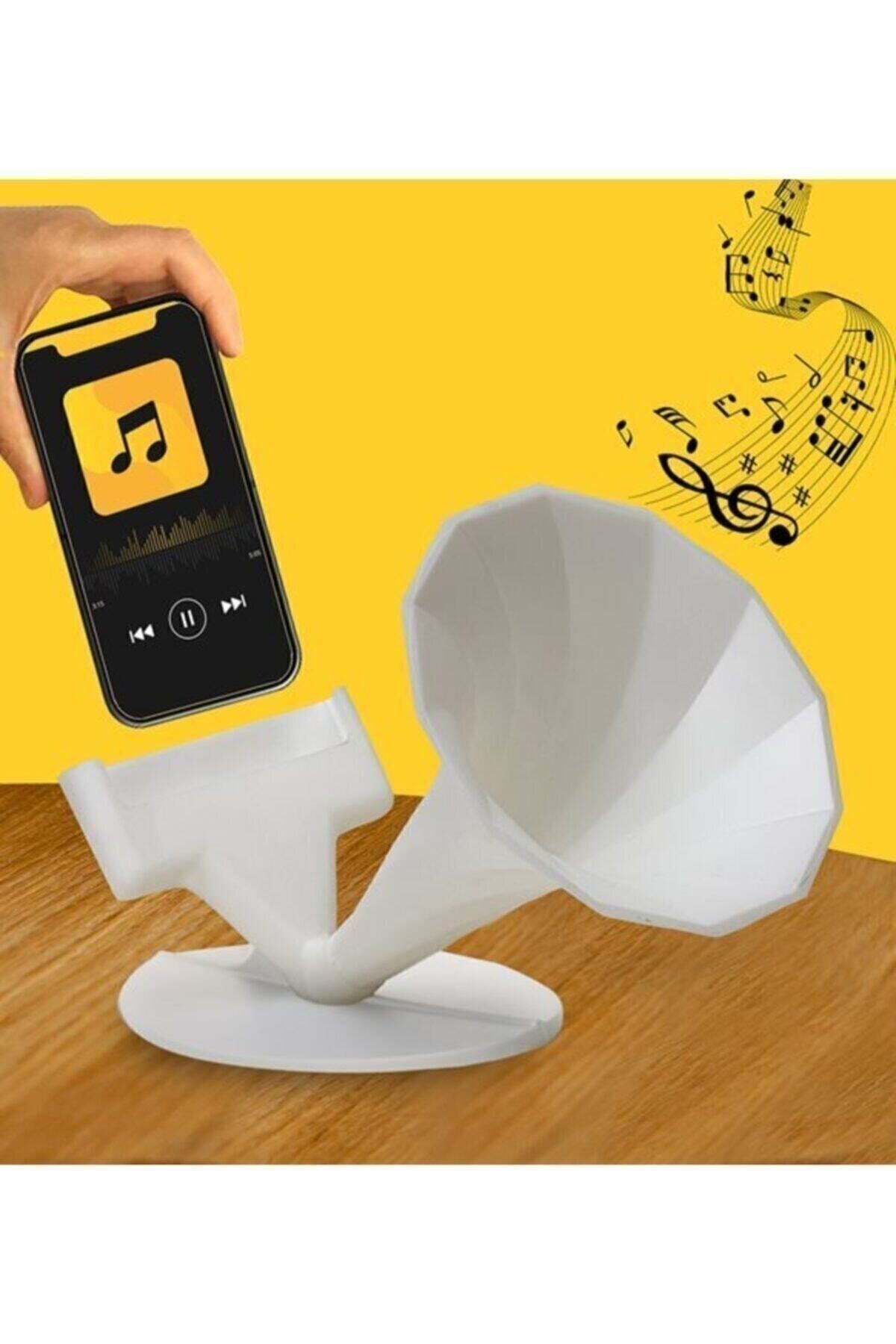 İskontoBurada Akustik Telefon Tutucu Kablosuz Gramafon Hoparlör Beyaz