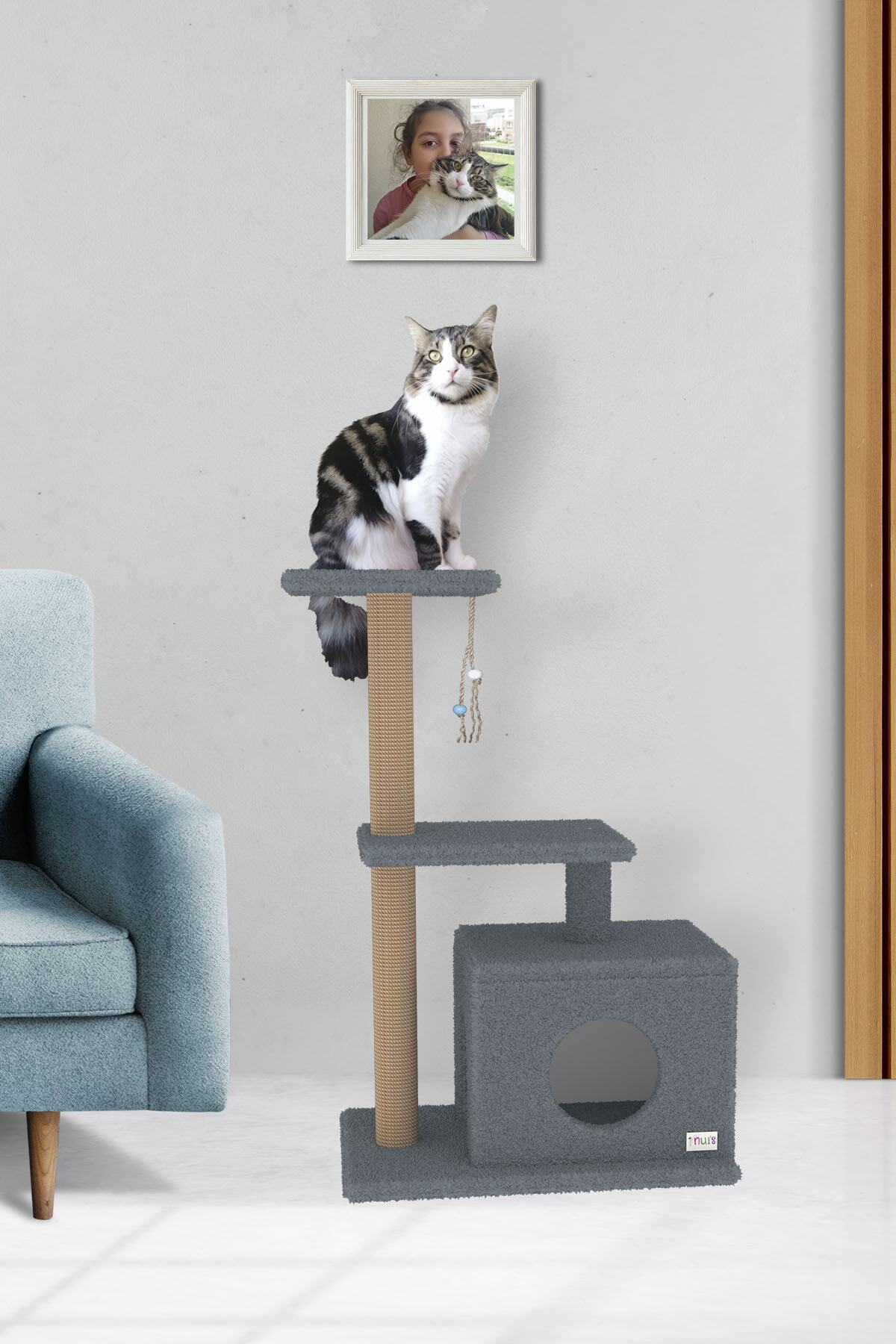 Nuis Yumoş Kedi Evi - Gri
